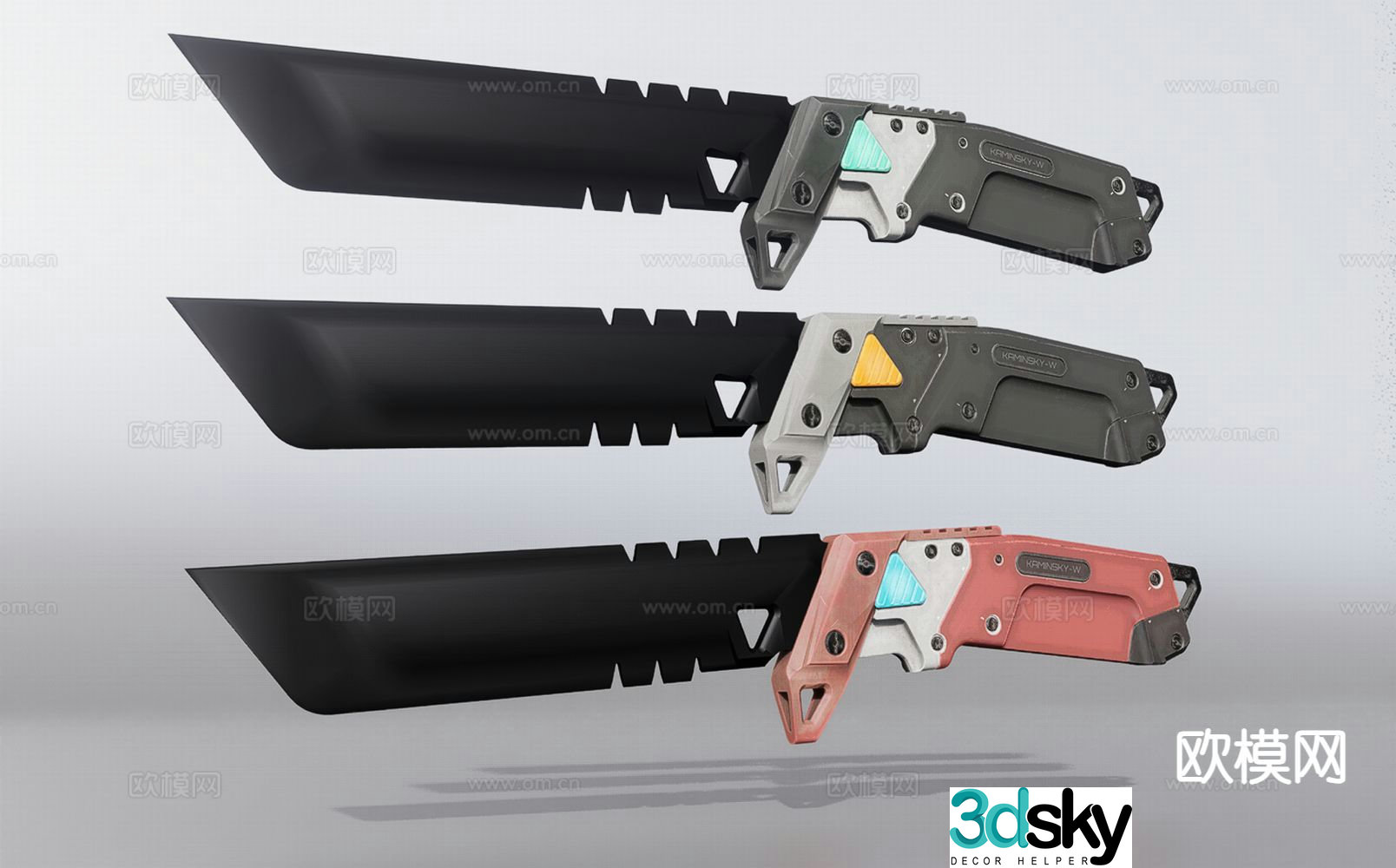 Sci-fi dagger short knife 3d model