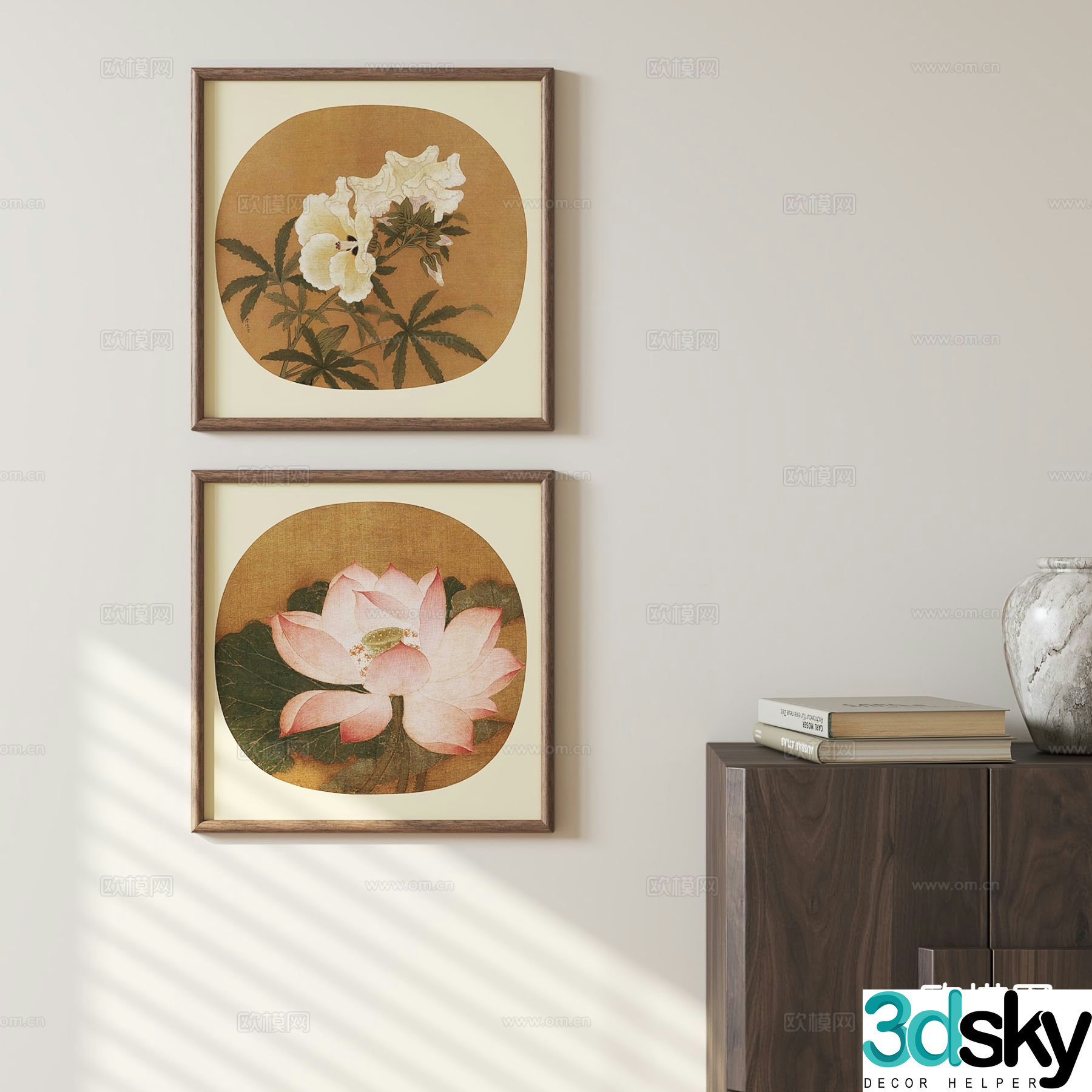 New Chinese style flower hanging painting 3D model