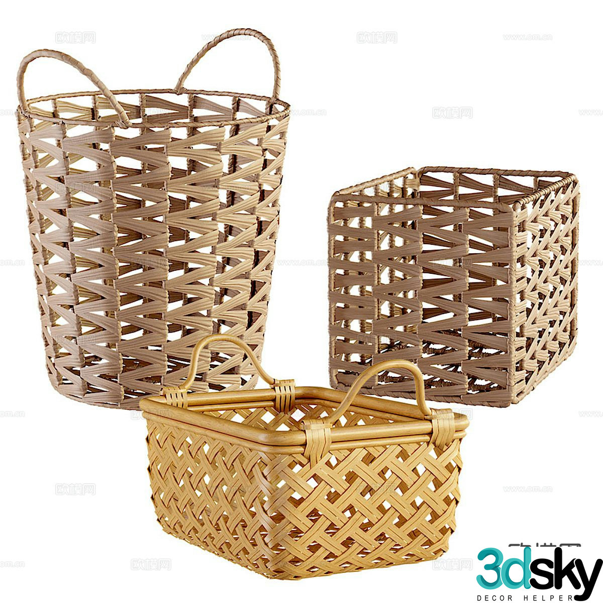 Wabi-sabi woven frame basket 3d model