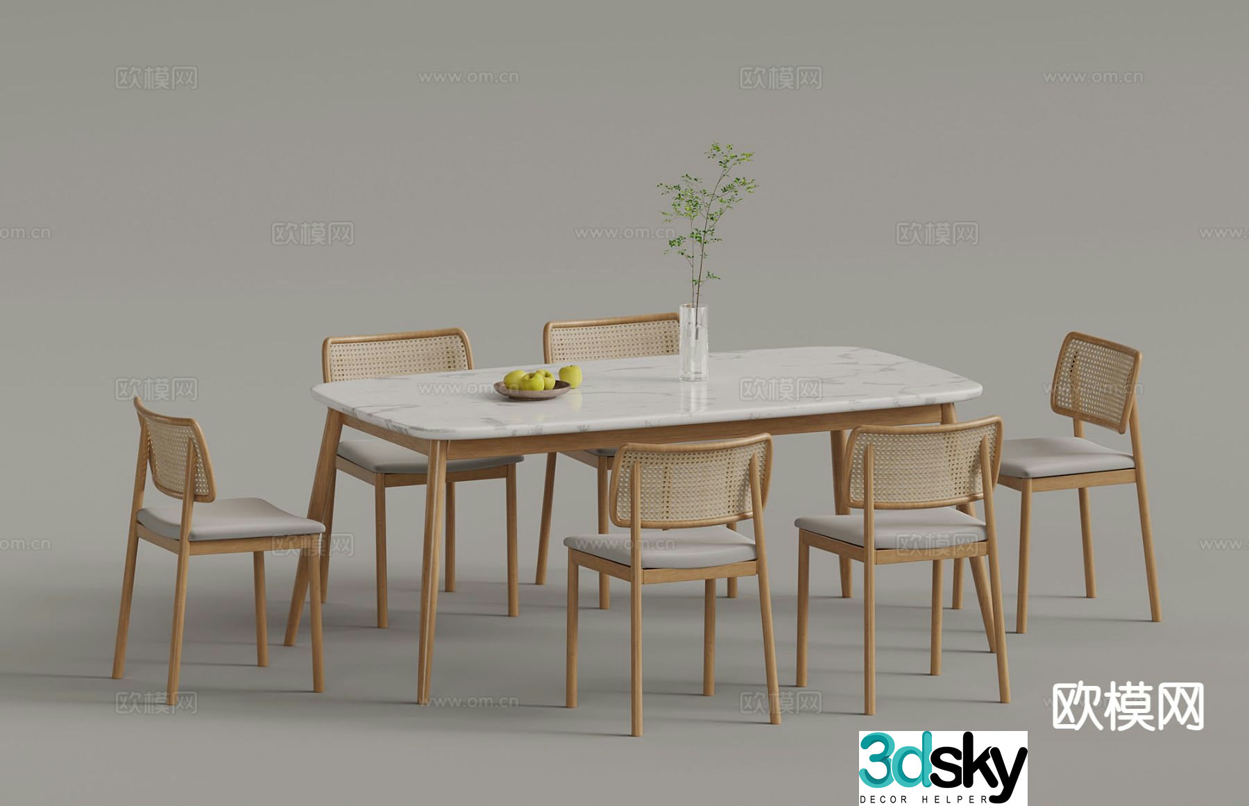 Nordic dining table and chairs 3d model