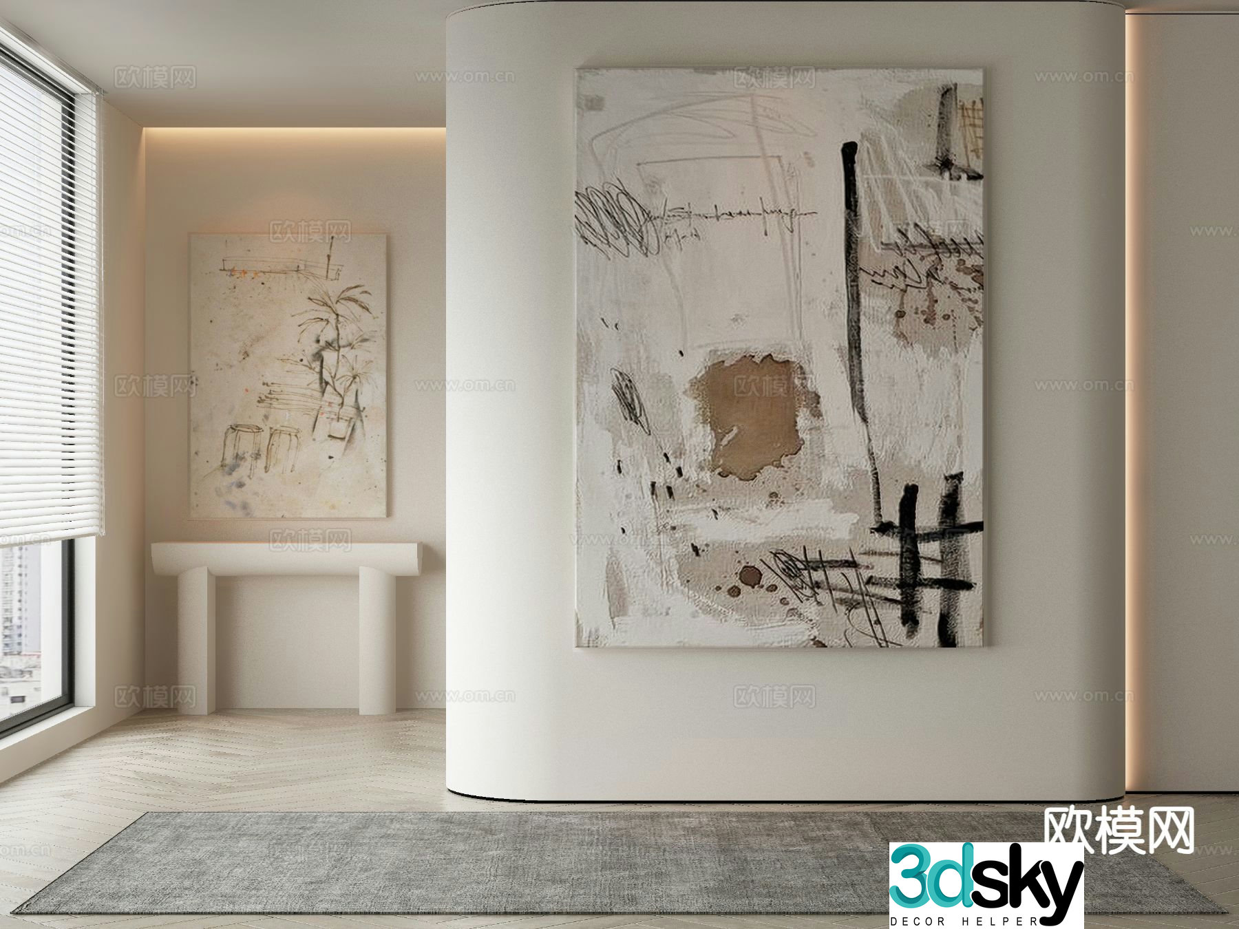 Modern texture painting decorative painting 3d model
