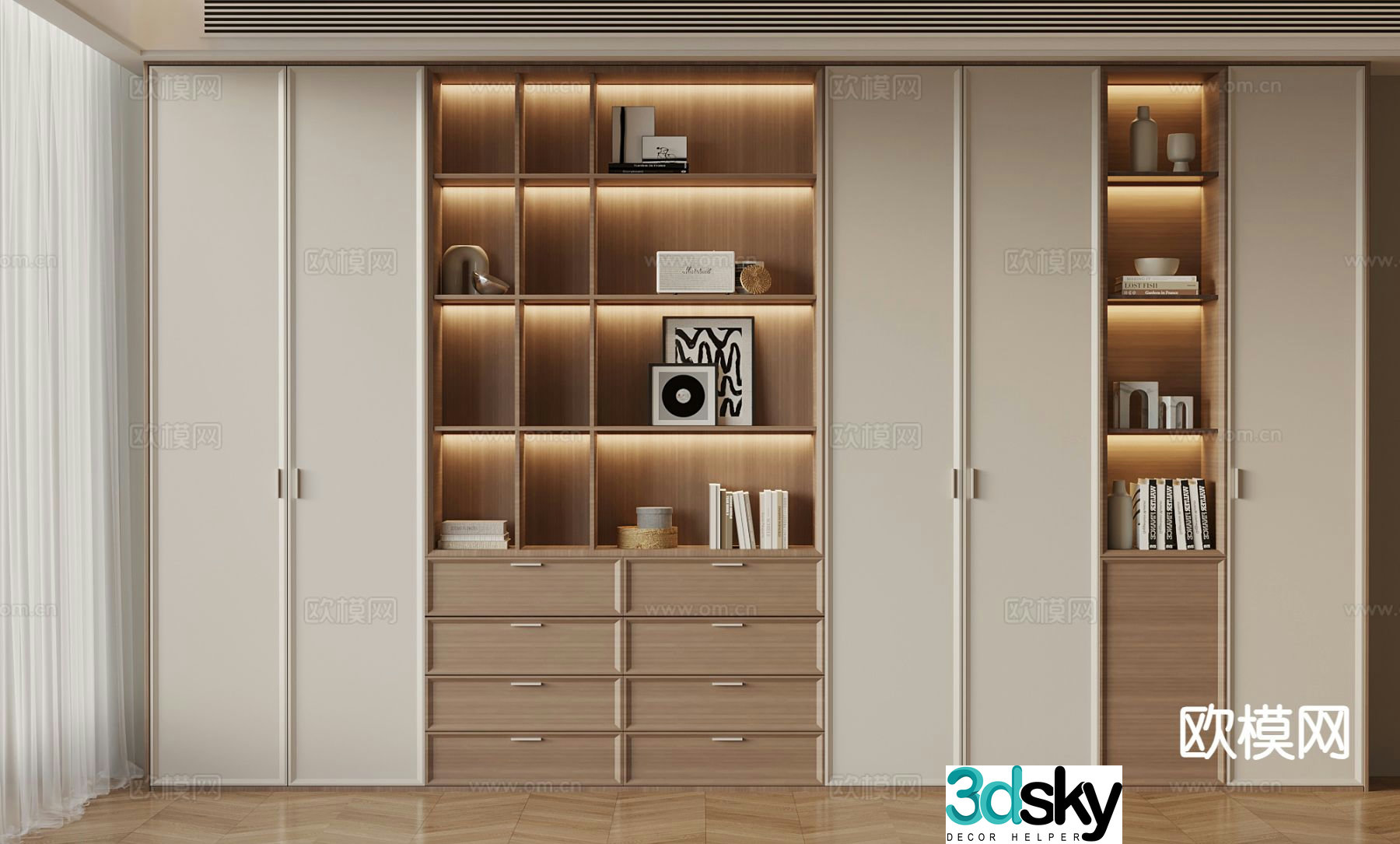 Modern bookcase 3d model
