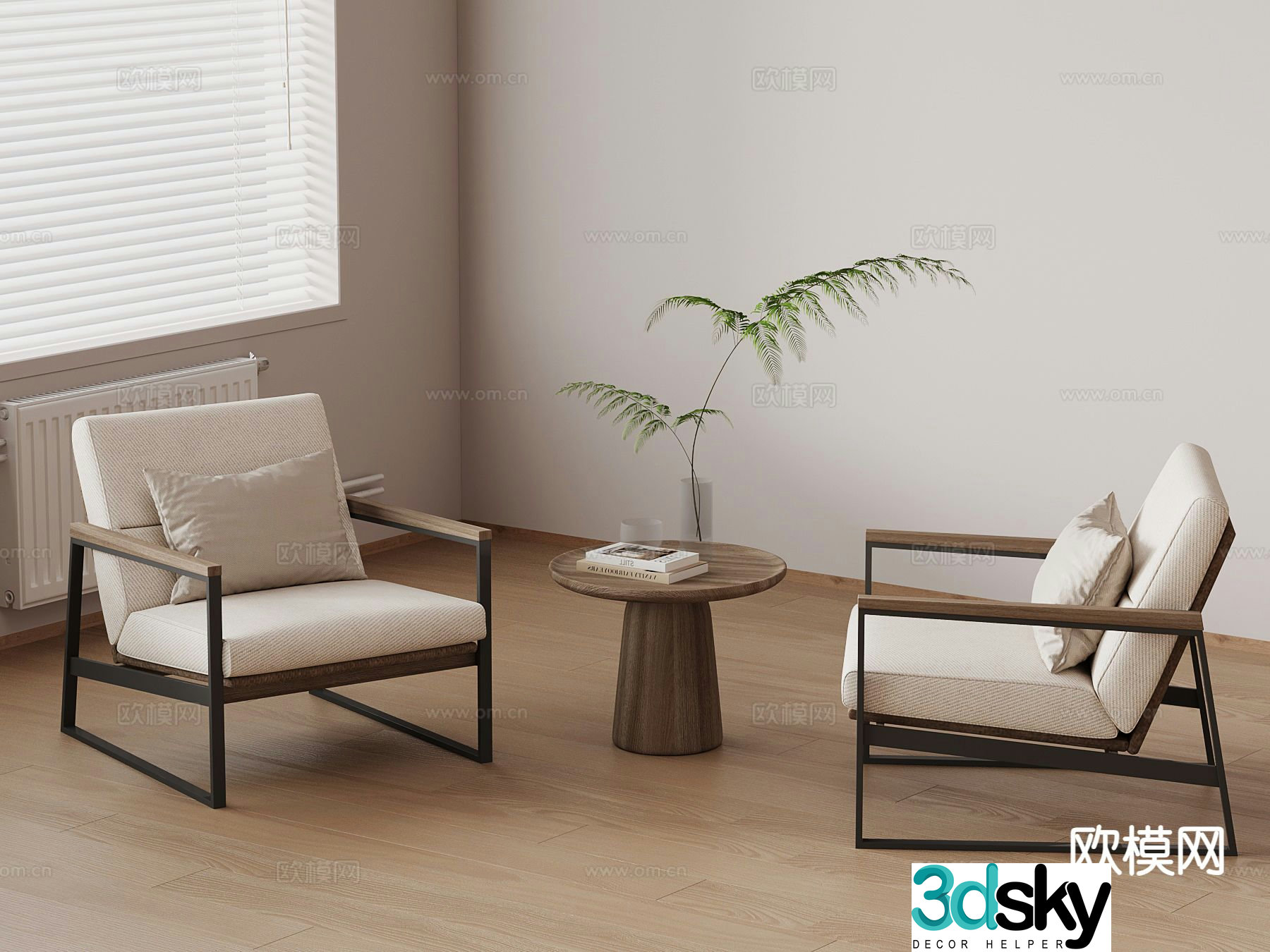 New Chinese style leisure table and chairs 3d model