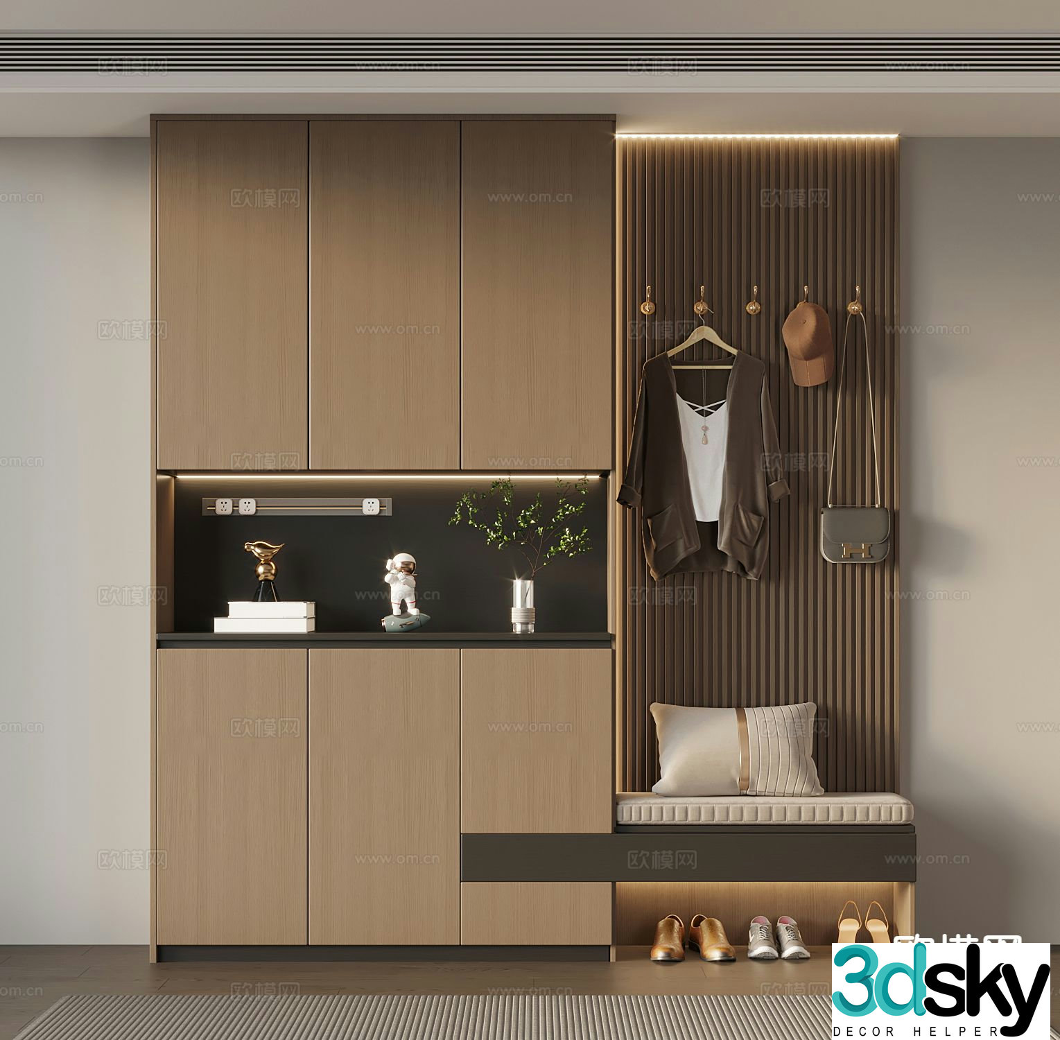 Italian style shoe cabinet home shoe cabinet 3d model