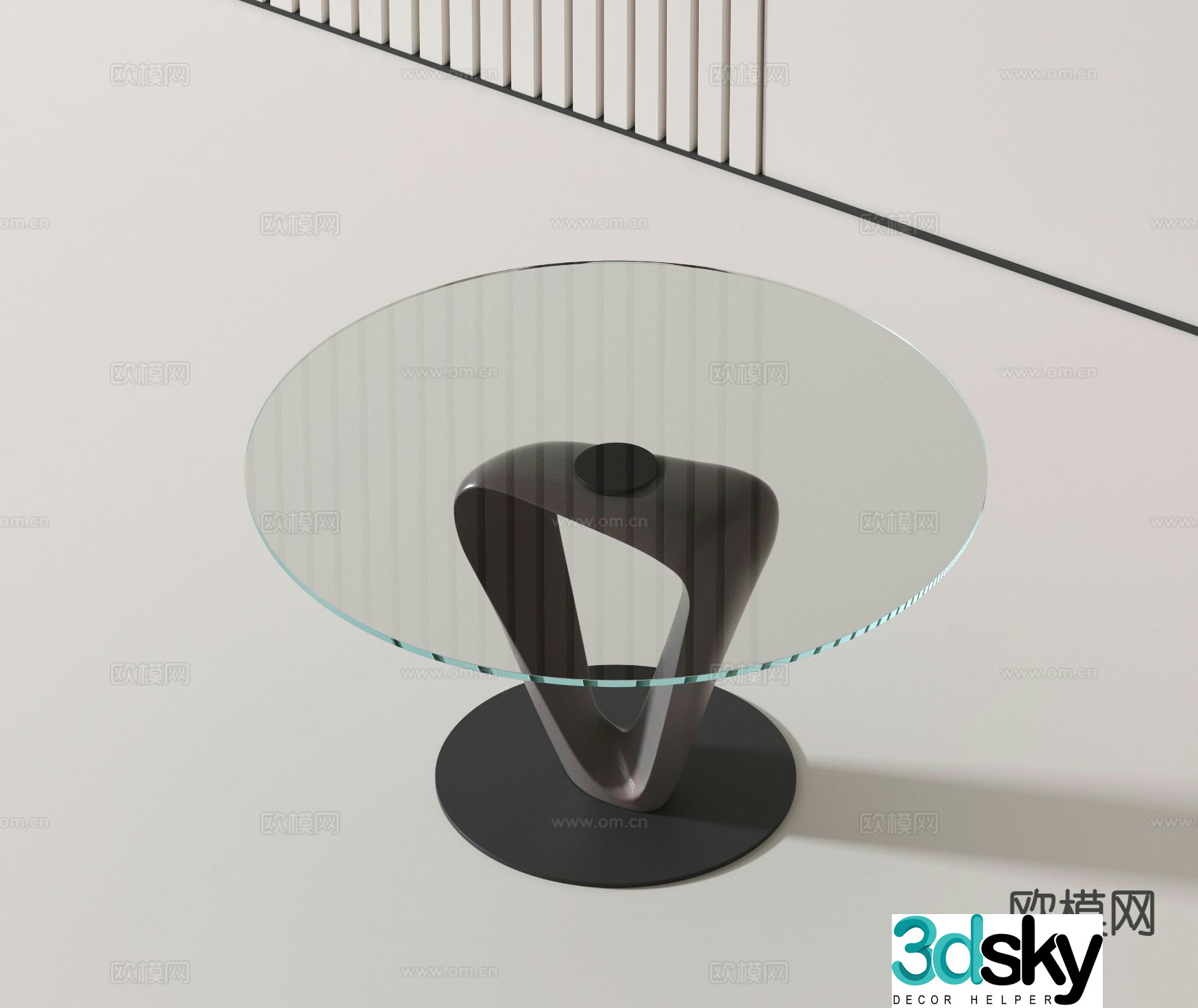Modern glass dining table round dining table 3d model