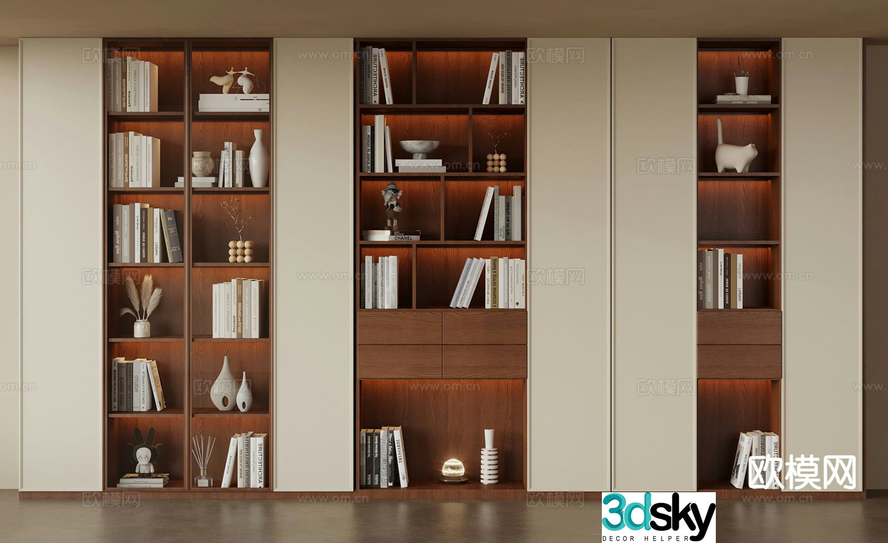Medieval style bookcase 3D model