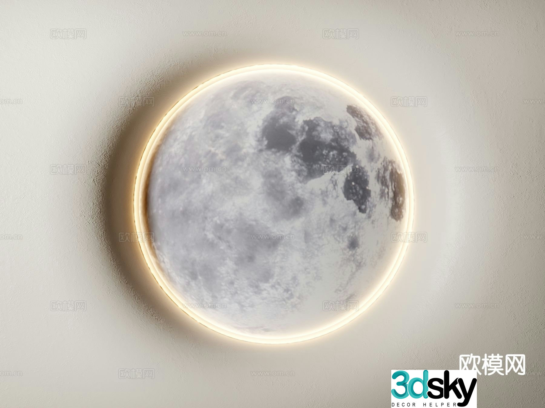 European wall lamp moon wall lamp gypsum wall lamp 3d model