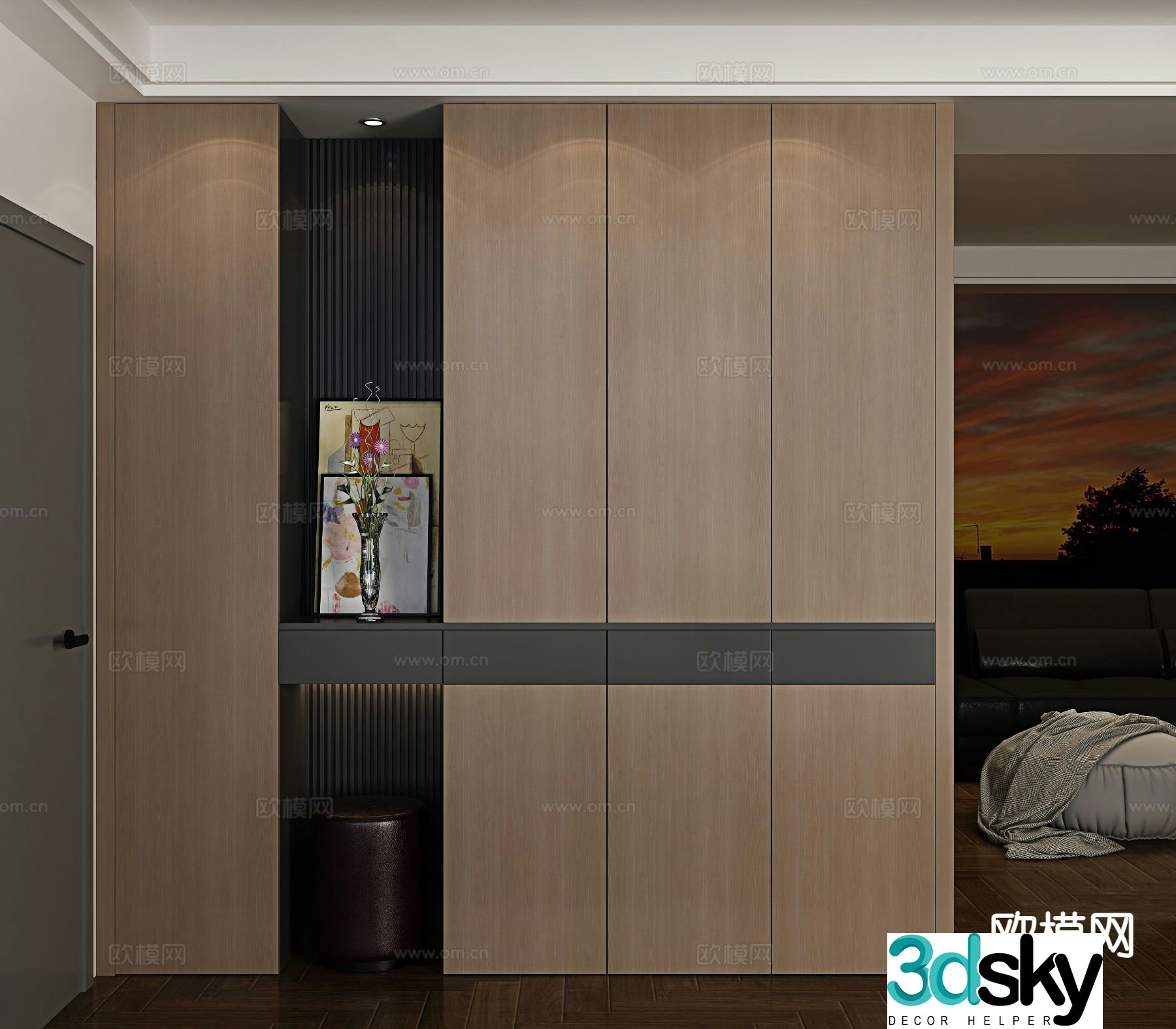 Italian style entrance shoe cabinet 3D model