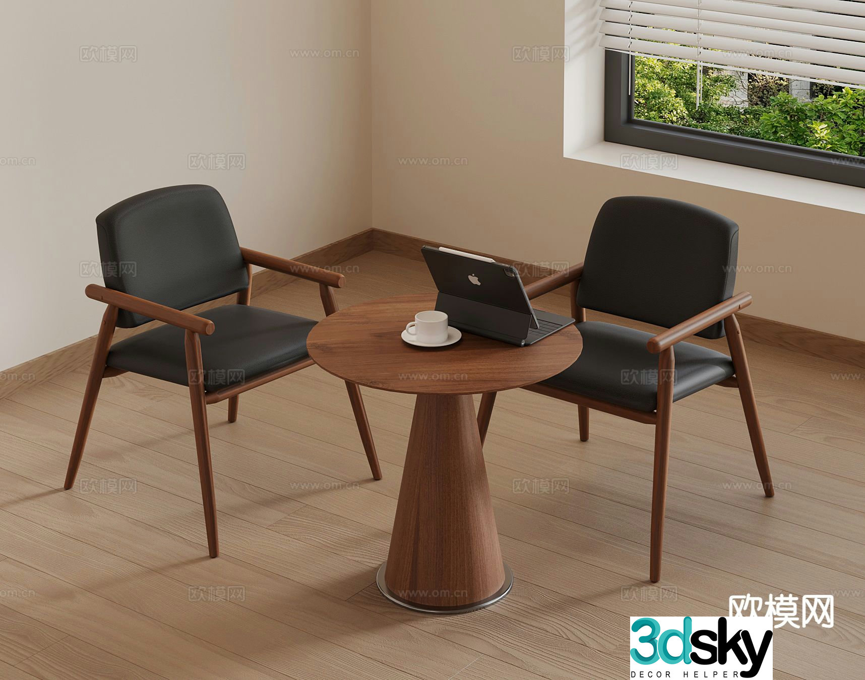 Wabi Sabi Leisure Table and Chair Negotiation Table and Chair 3D Model