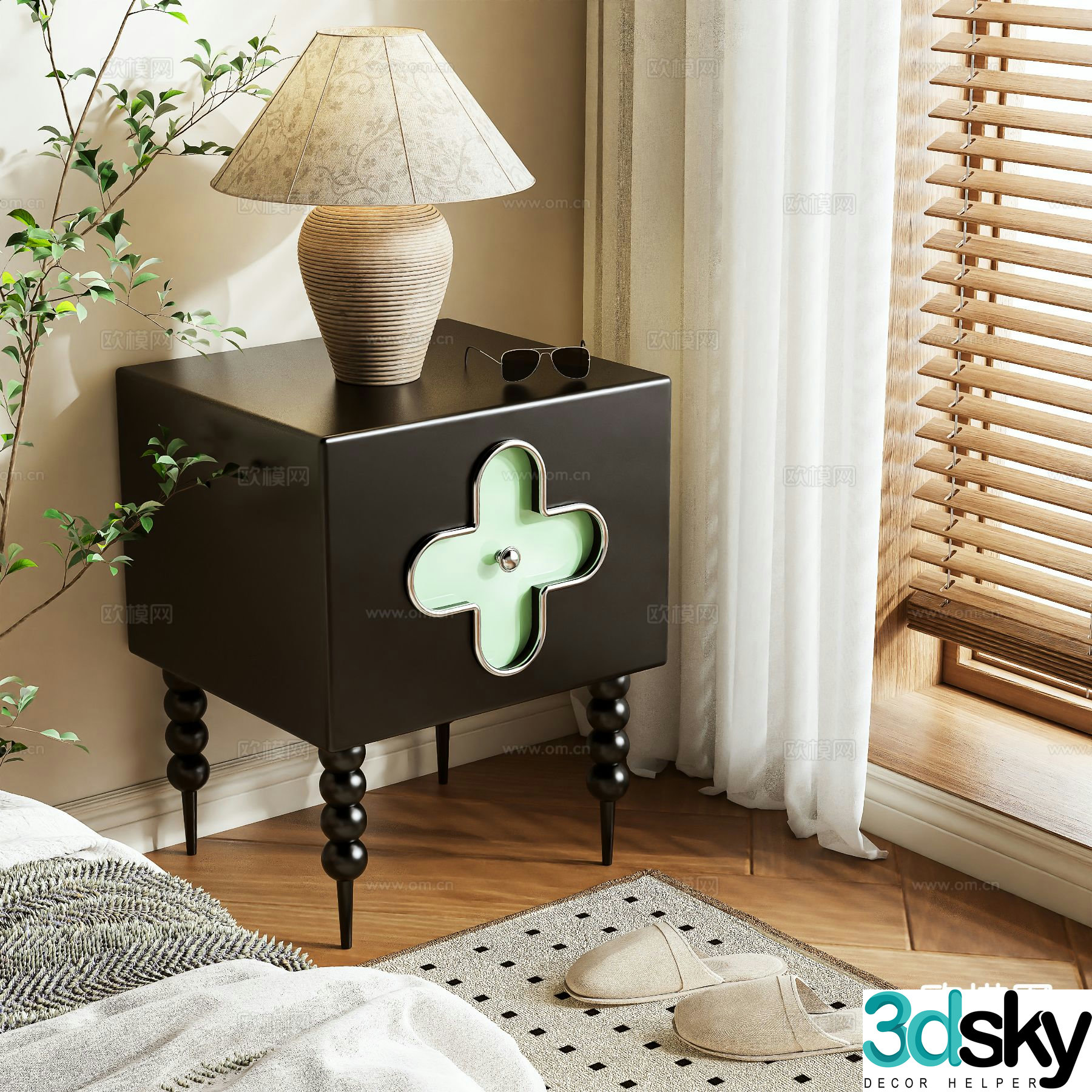 Medieval style bedside table 3d model