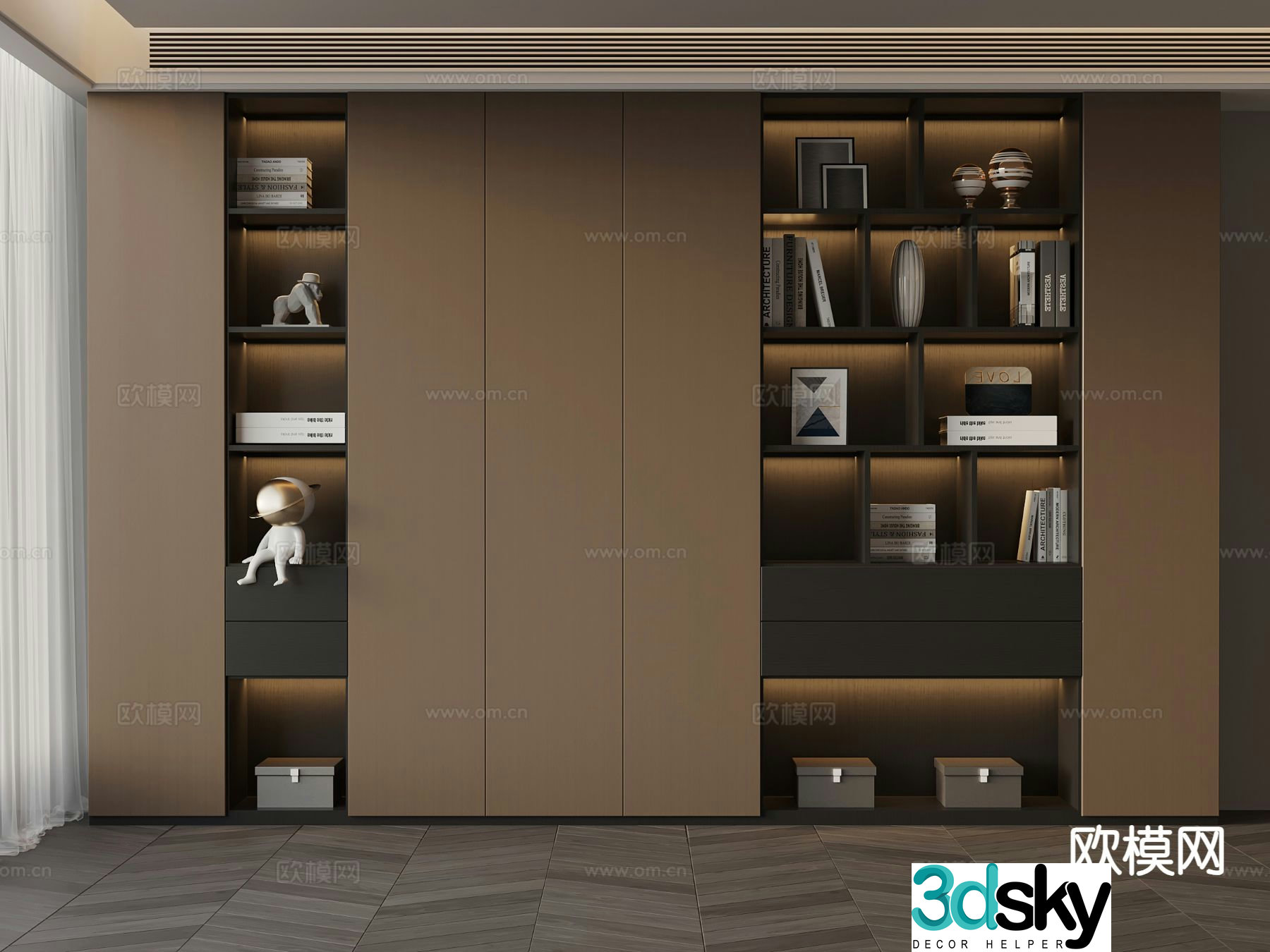 Italian bookcase 3d model