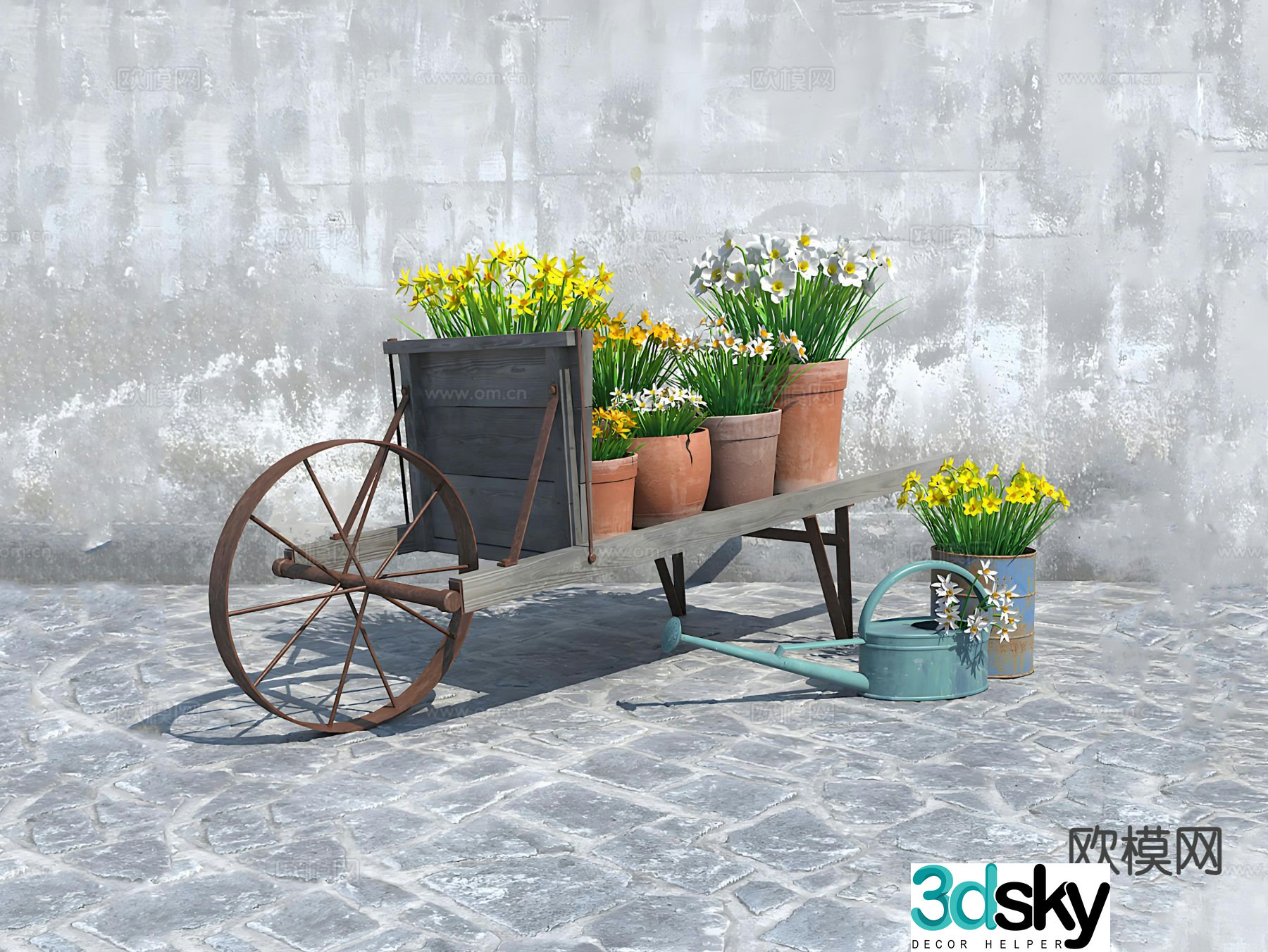 Flower pots landscape sketches courtyard sketches 3D model