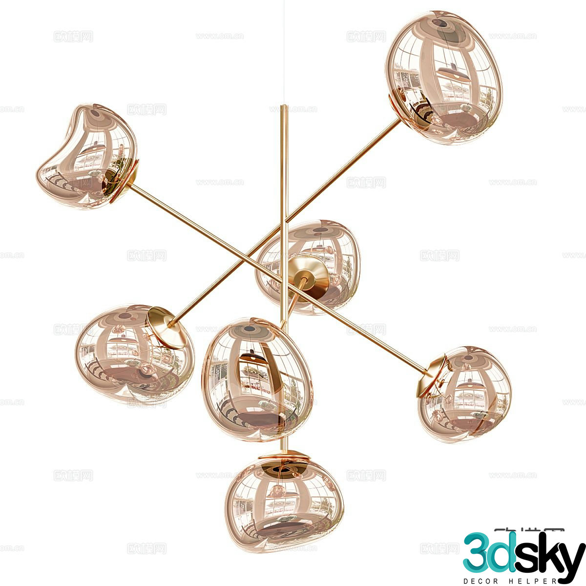 Light luxury glass chandelier 3d model