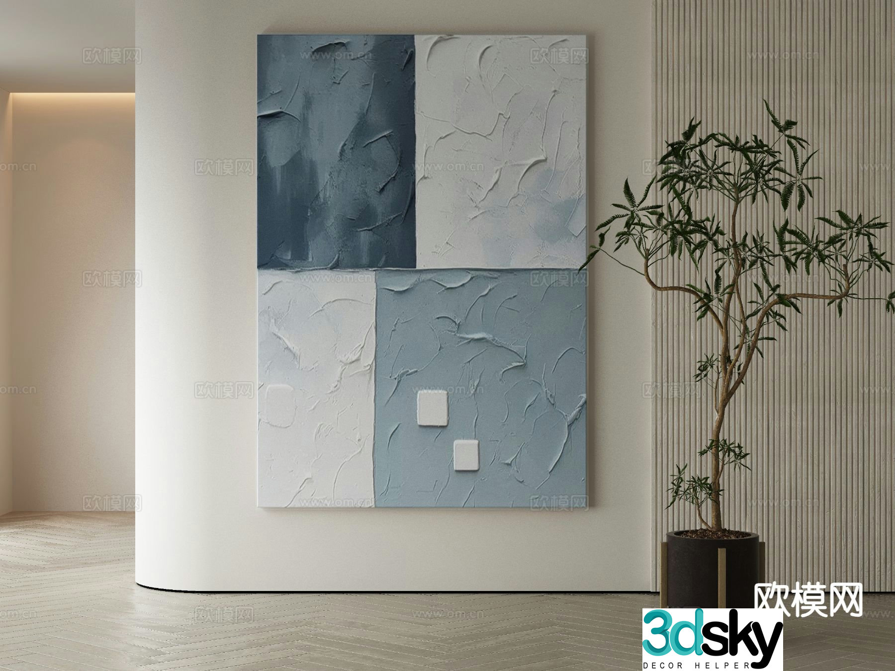 Modern decorative painting texture painting abstract hanging painting 3D model