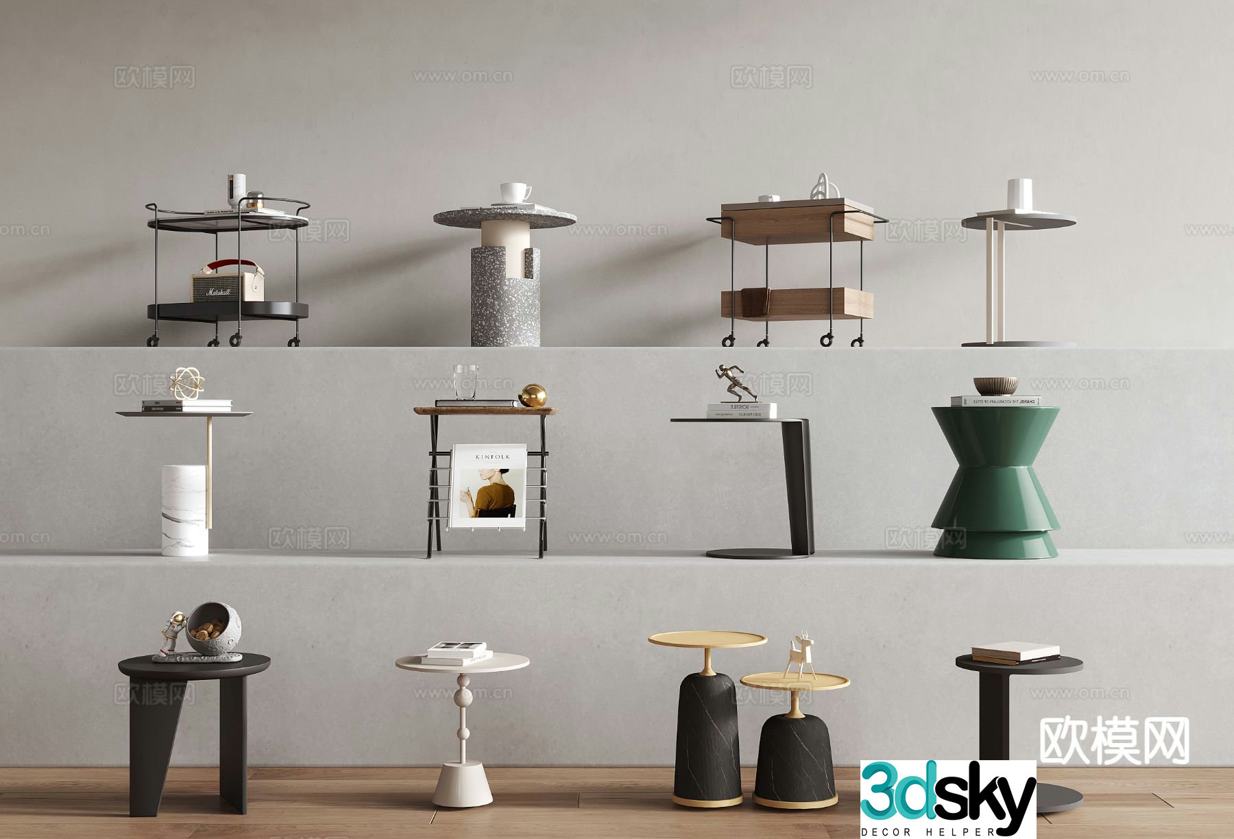 Modern side table corner table round table square table 3D model