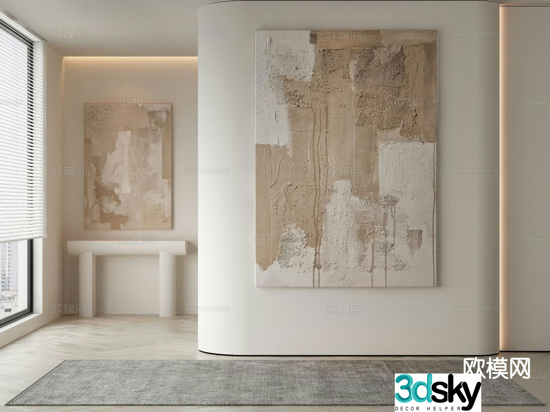 Modern texture painting decorative painting 3d model