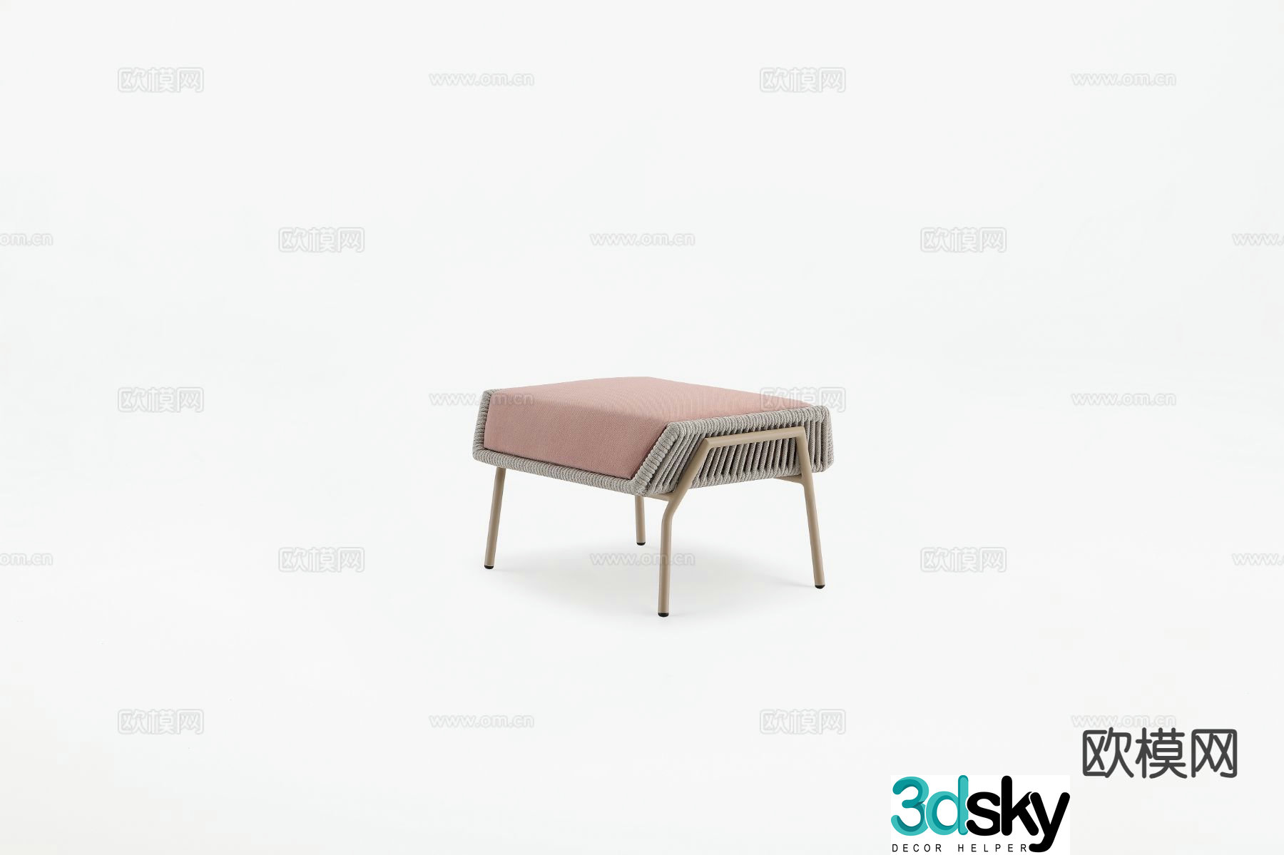 Modern courtyard footrest outdoor footrest stool woven stool 3d model