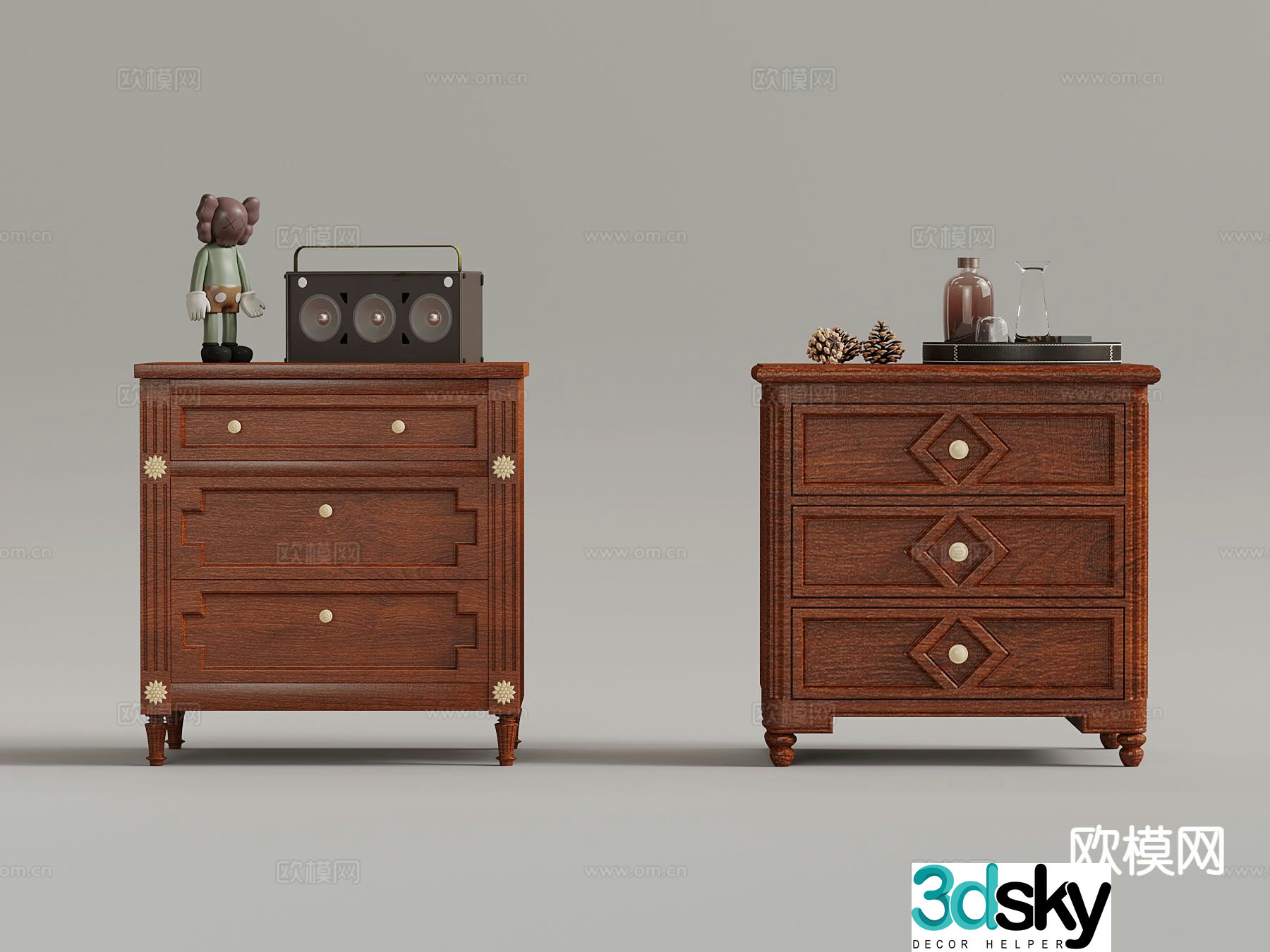 New Chinese style bedside table 3d model