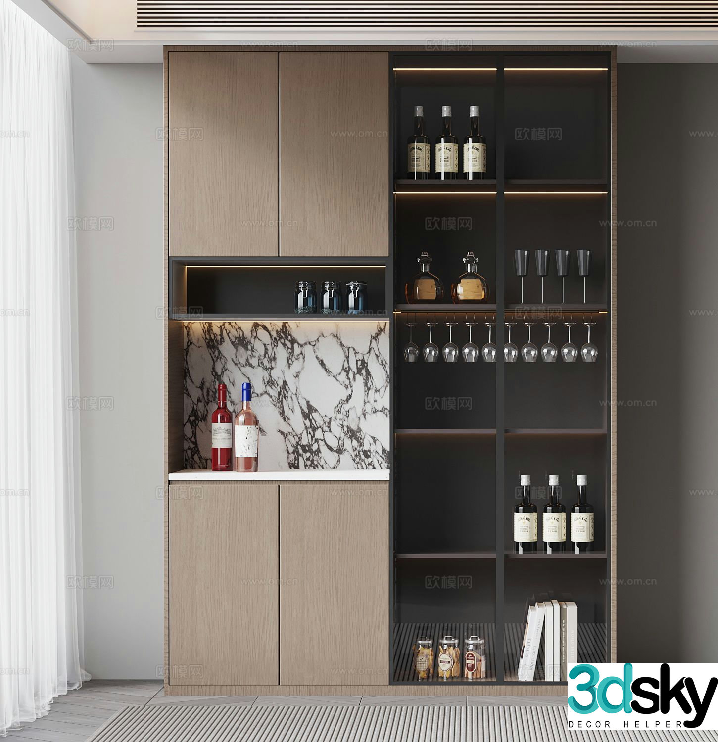 Italian wine cabinet sideboard 3d model