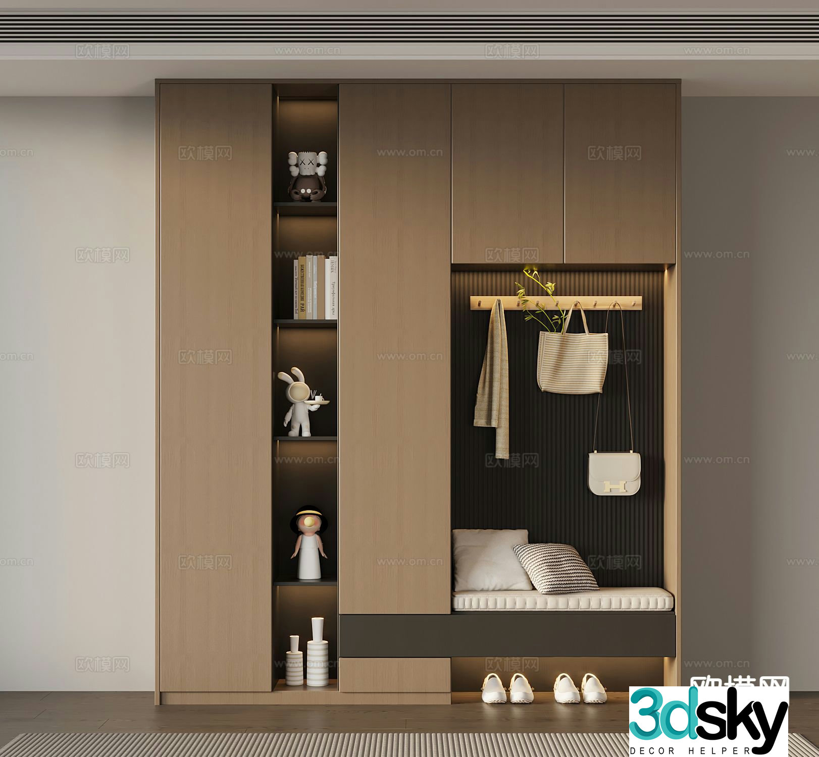Italian style shoe cabinet home shoe cabinet 3d model