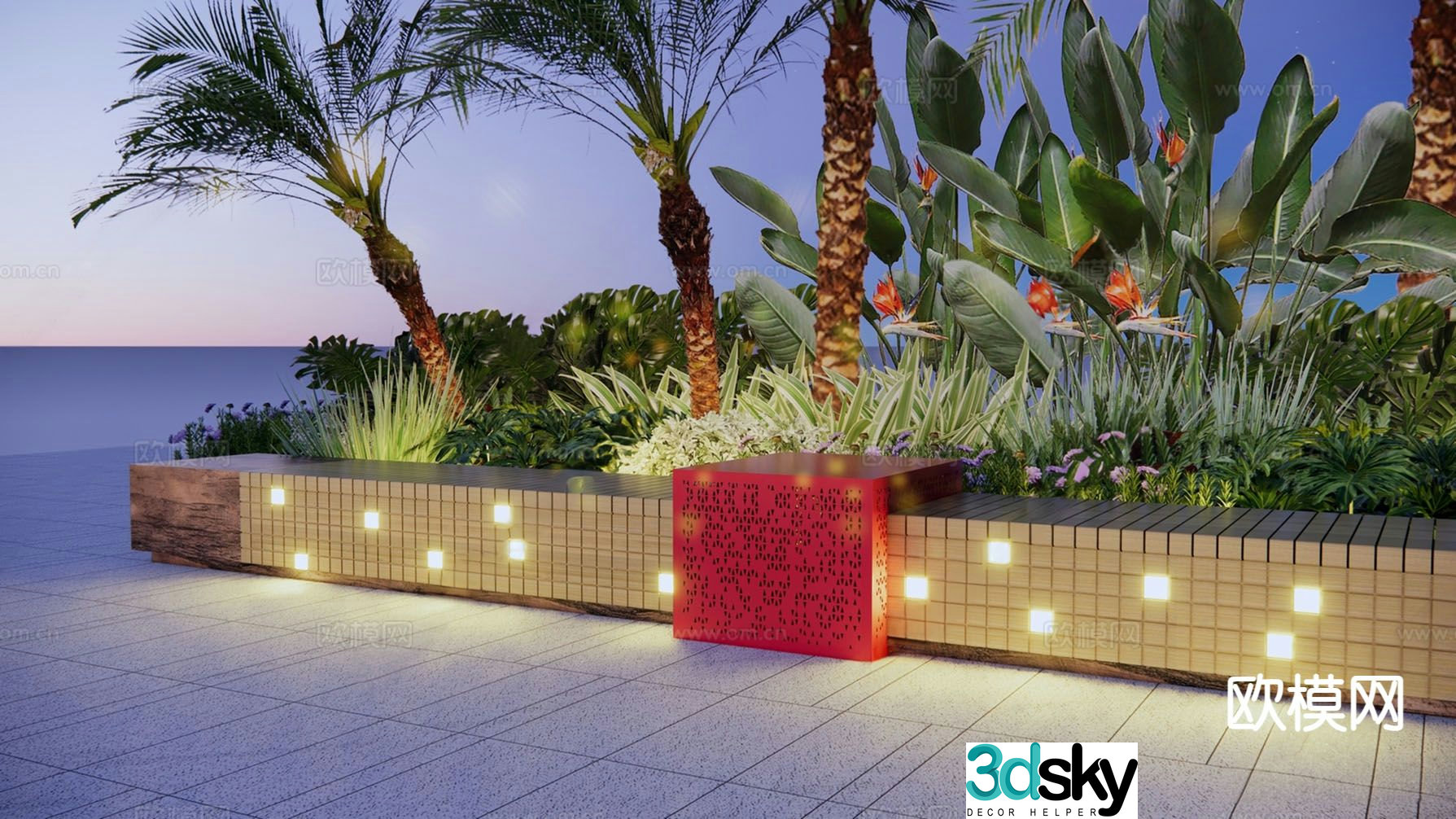 Modern landscape seat landscape seat landscape bench 3d model