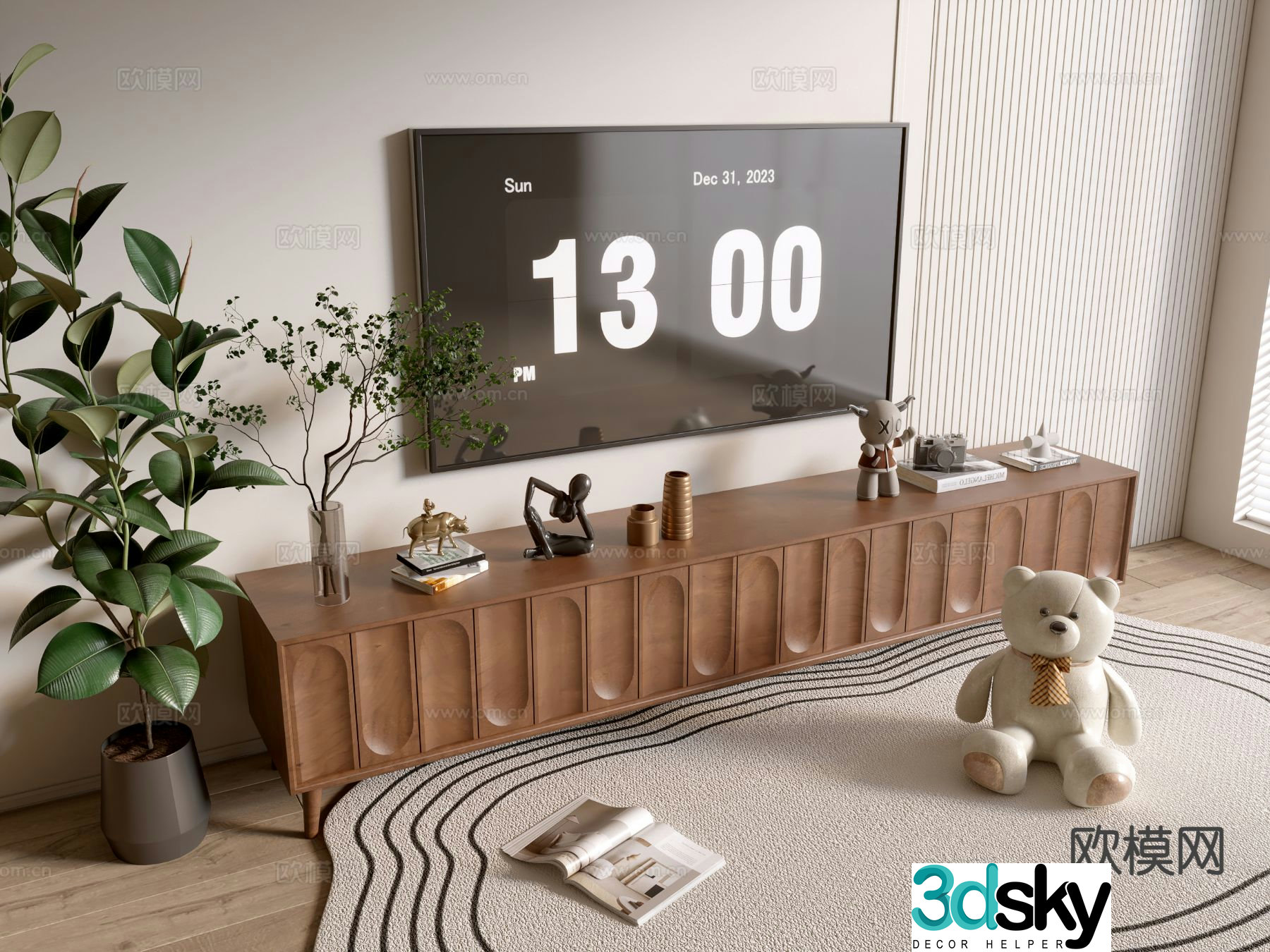 Medieval style TV cabinet 3D model