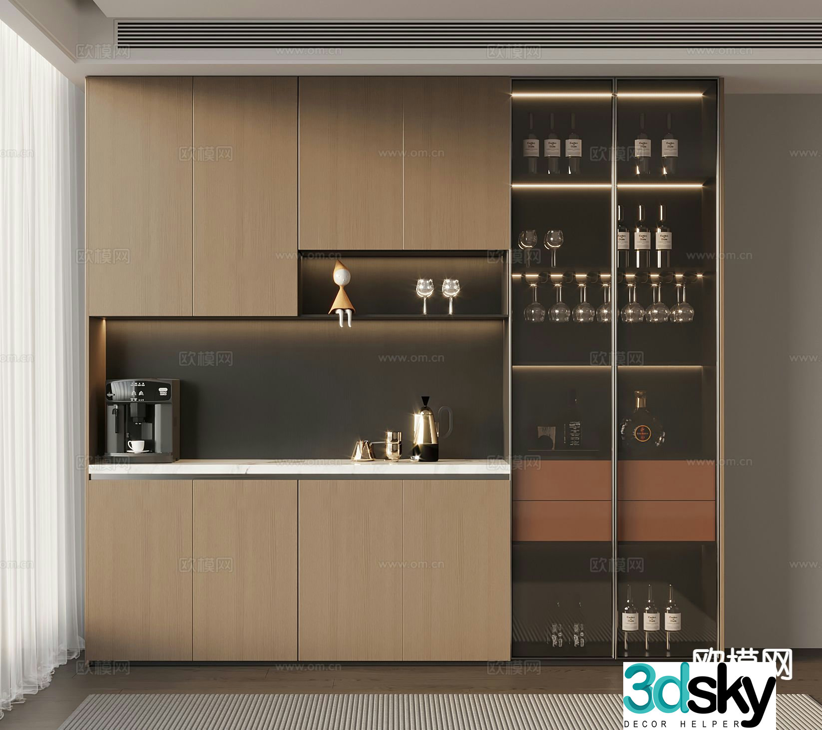 Italian wine cabinet sideboard 3d model
