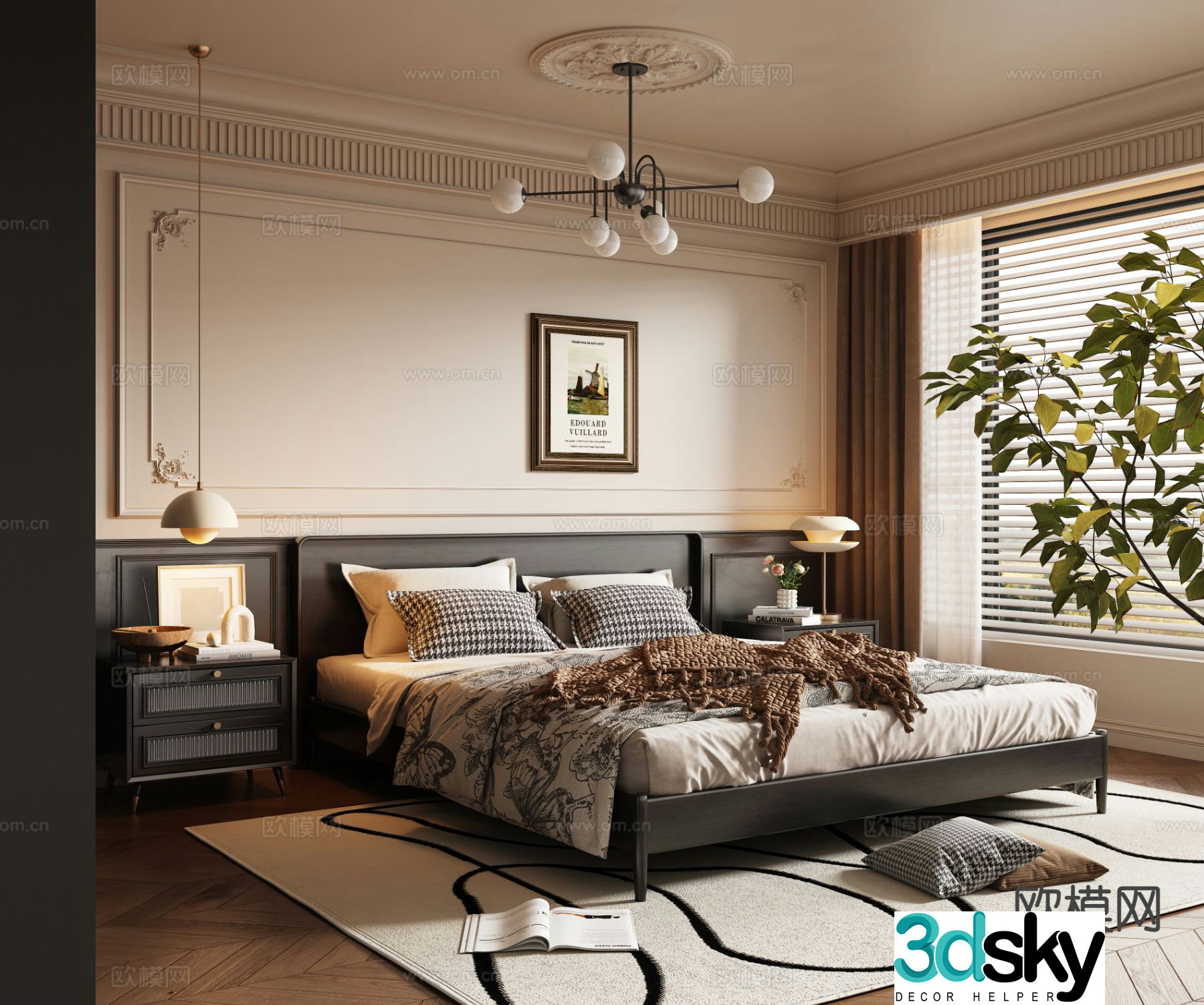 French retro bedroom master bedroom 3d model