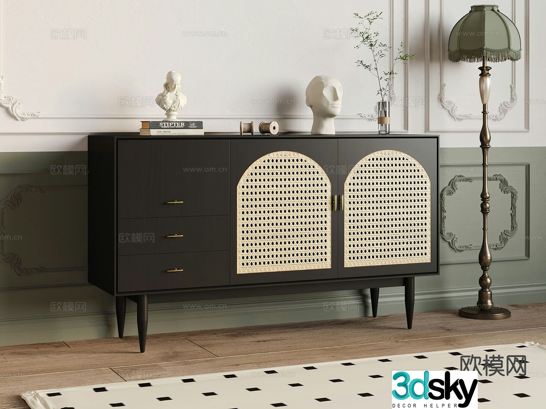 French side cabinet entrance cabinet 3d model