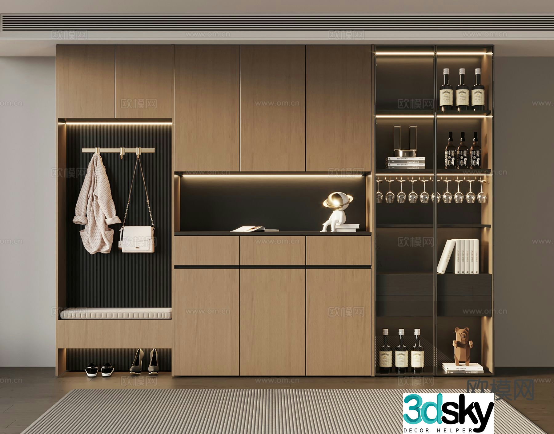 Italian style shoe cabinet home shoe cabinet entrance shoe cabinet 3D model
