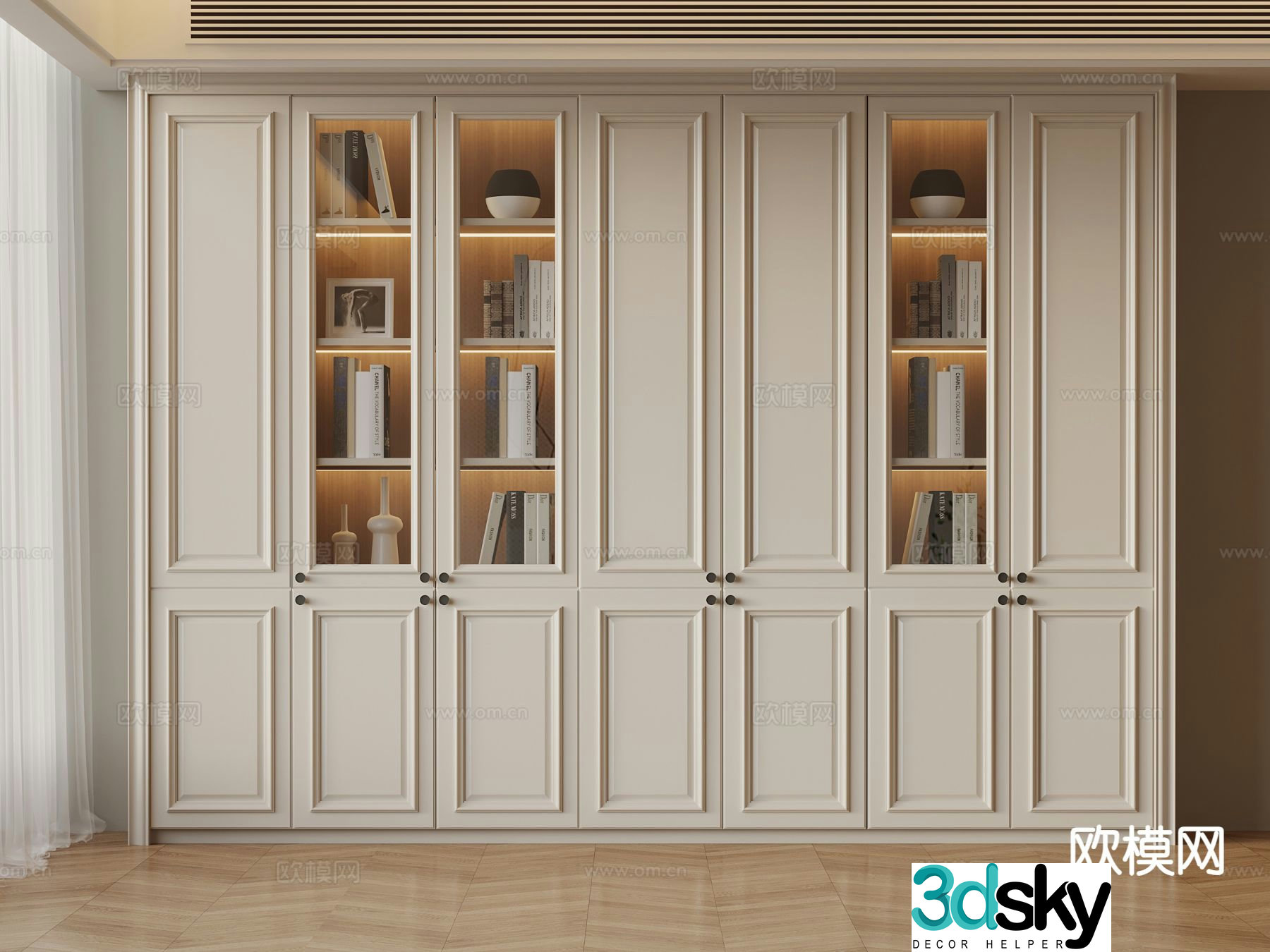 Simple European bookcase 3D model