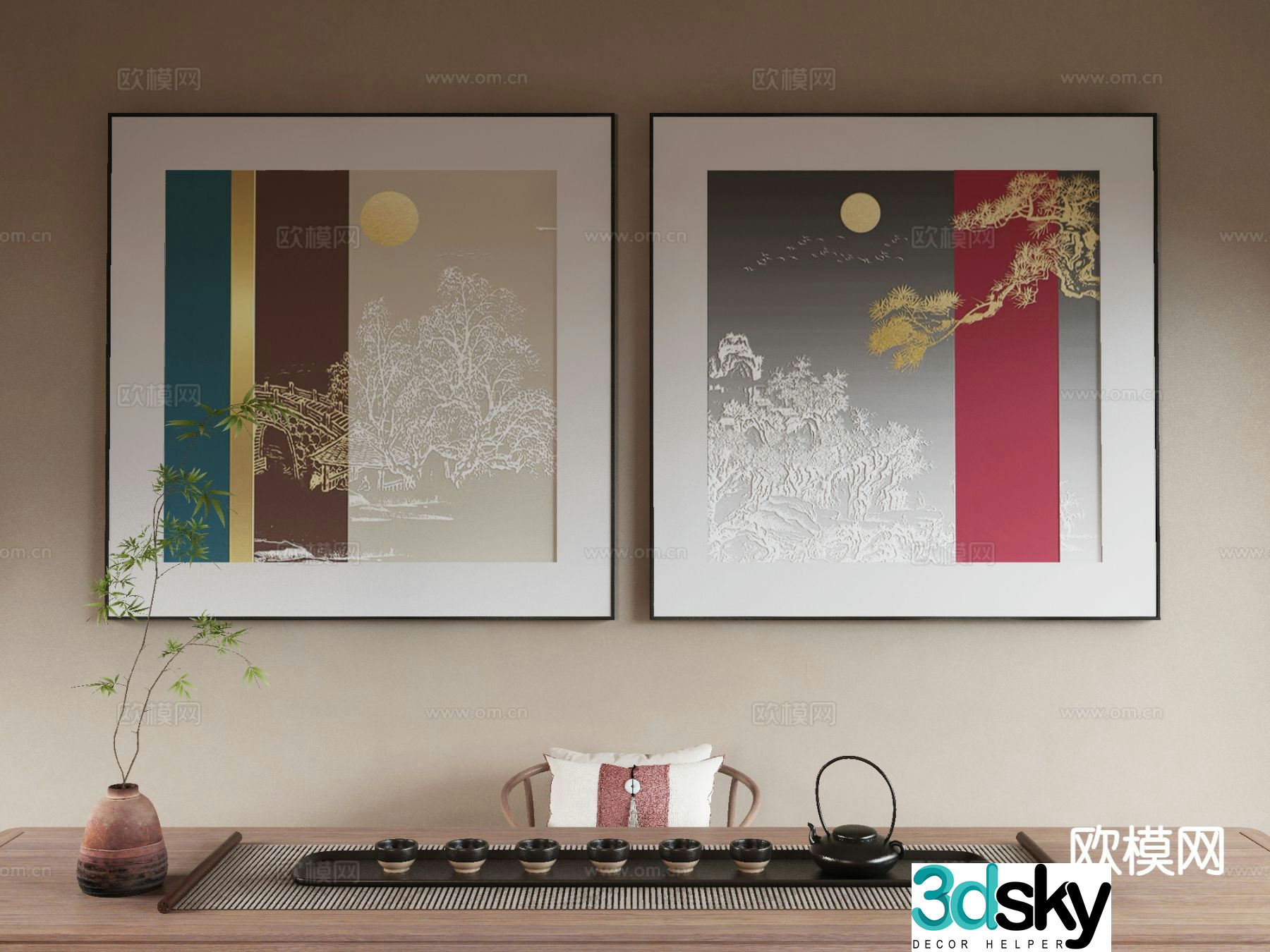 New Chinese style decorative painting 3d model