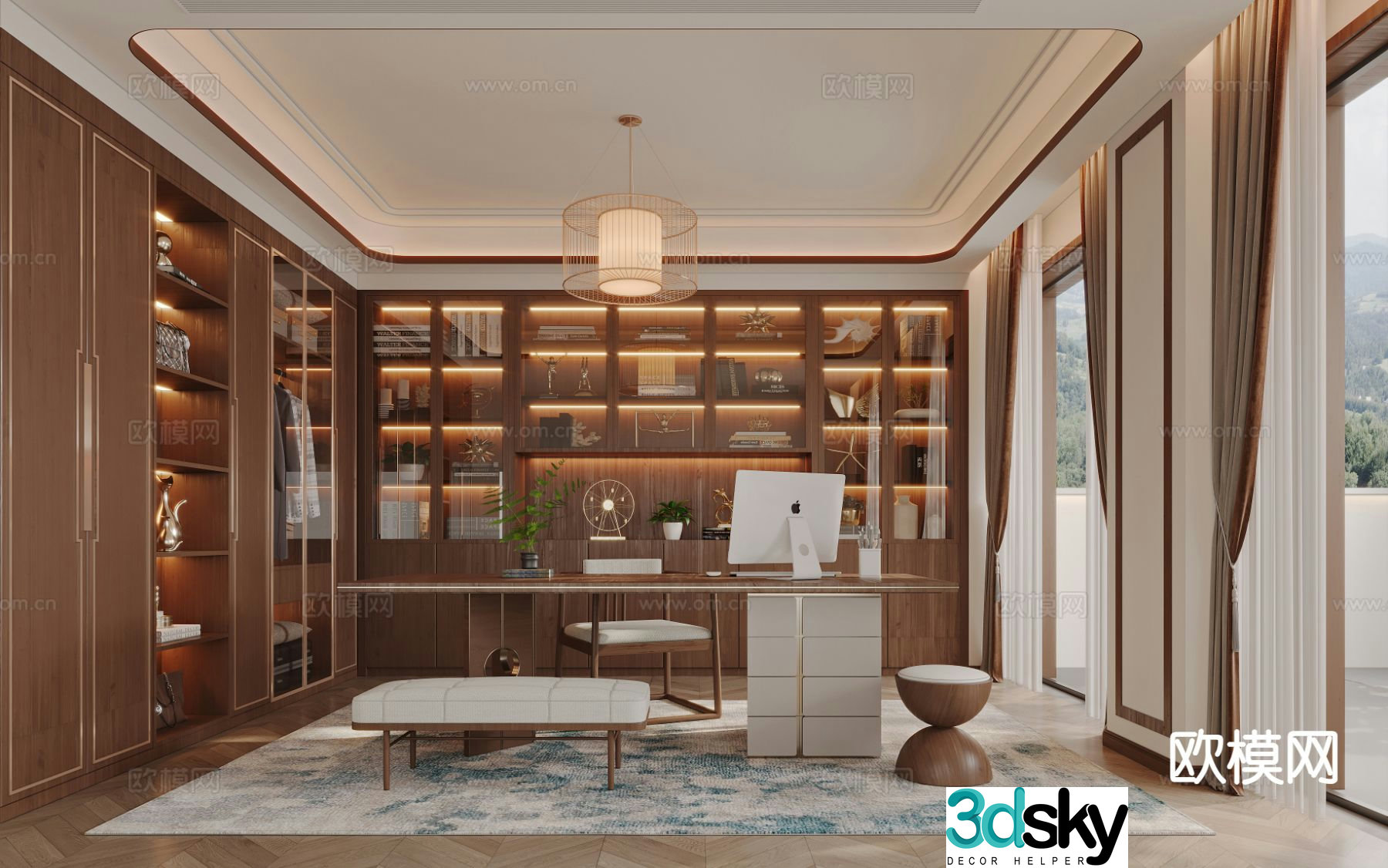 New Chinese style study 3D model