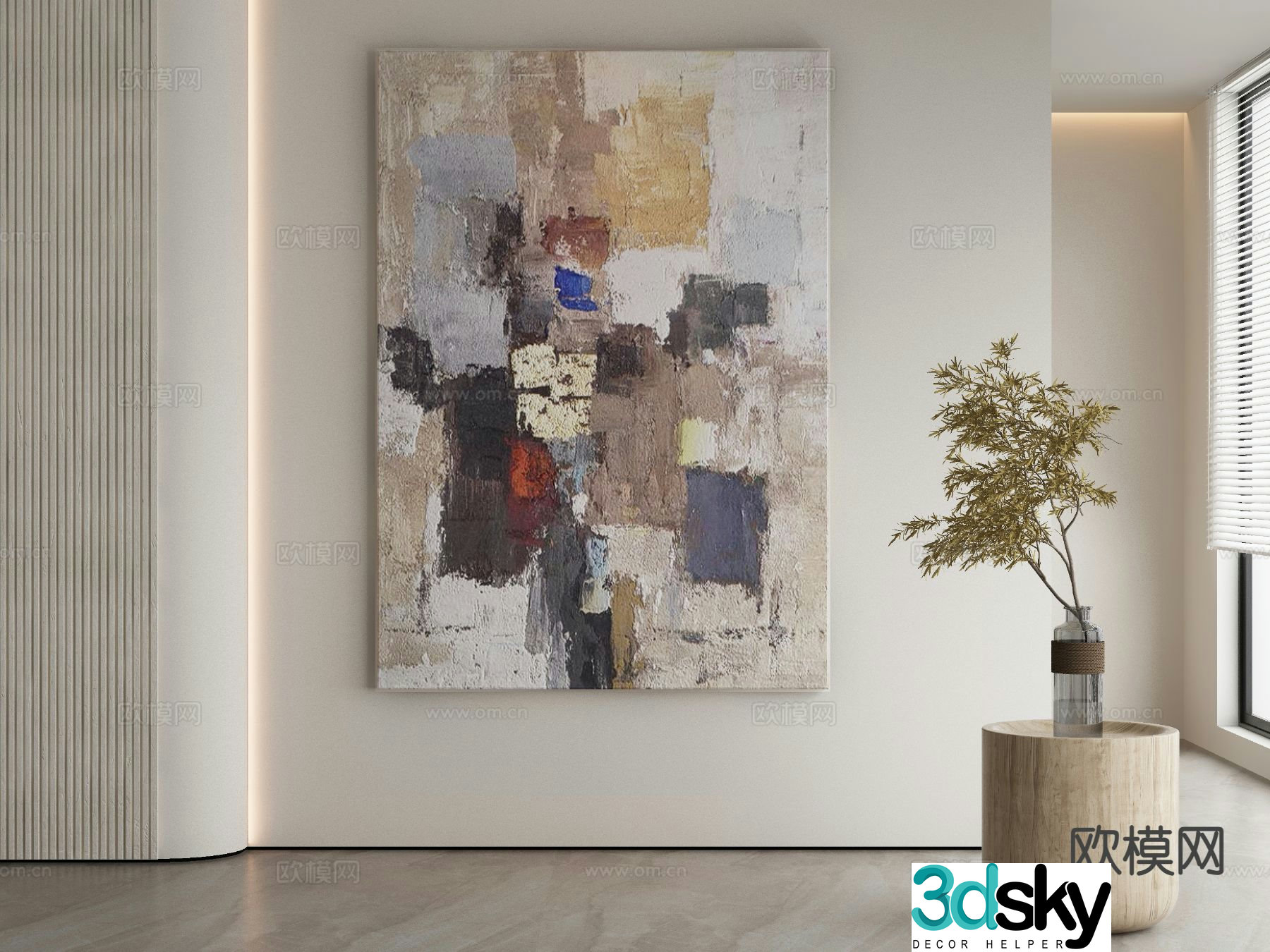 Modern decorative painting oil painting texture painting 3d model