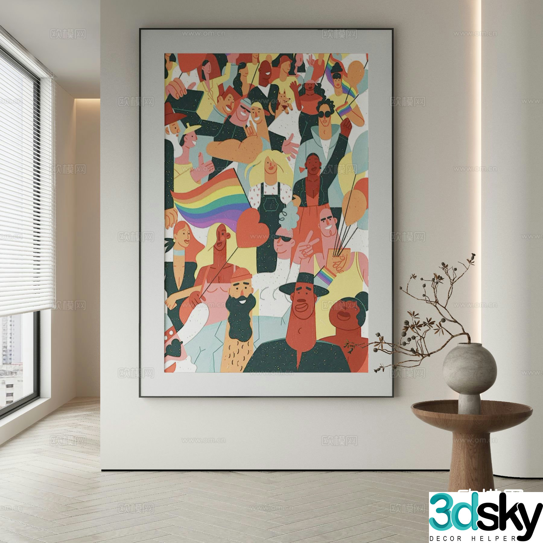 Modern cartoon painting decorative painting 3d model