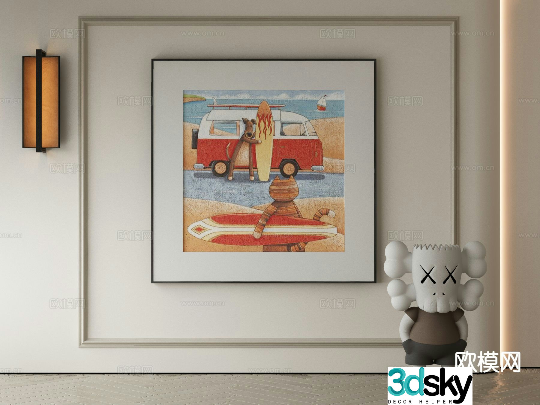 Modern decorative painting cartoon hanging painting 3d model