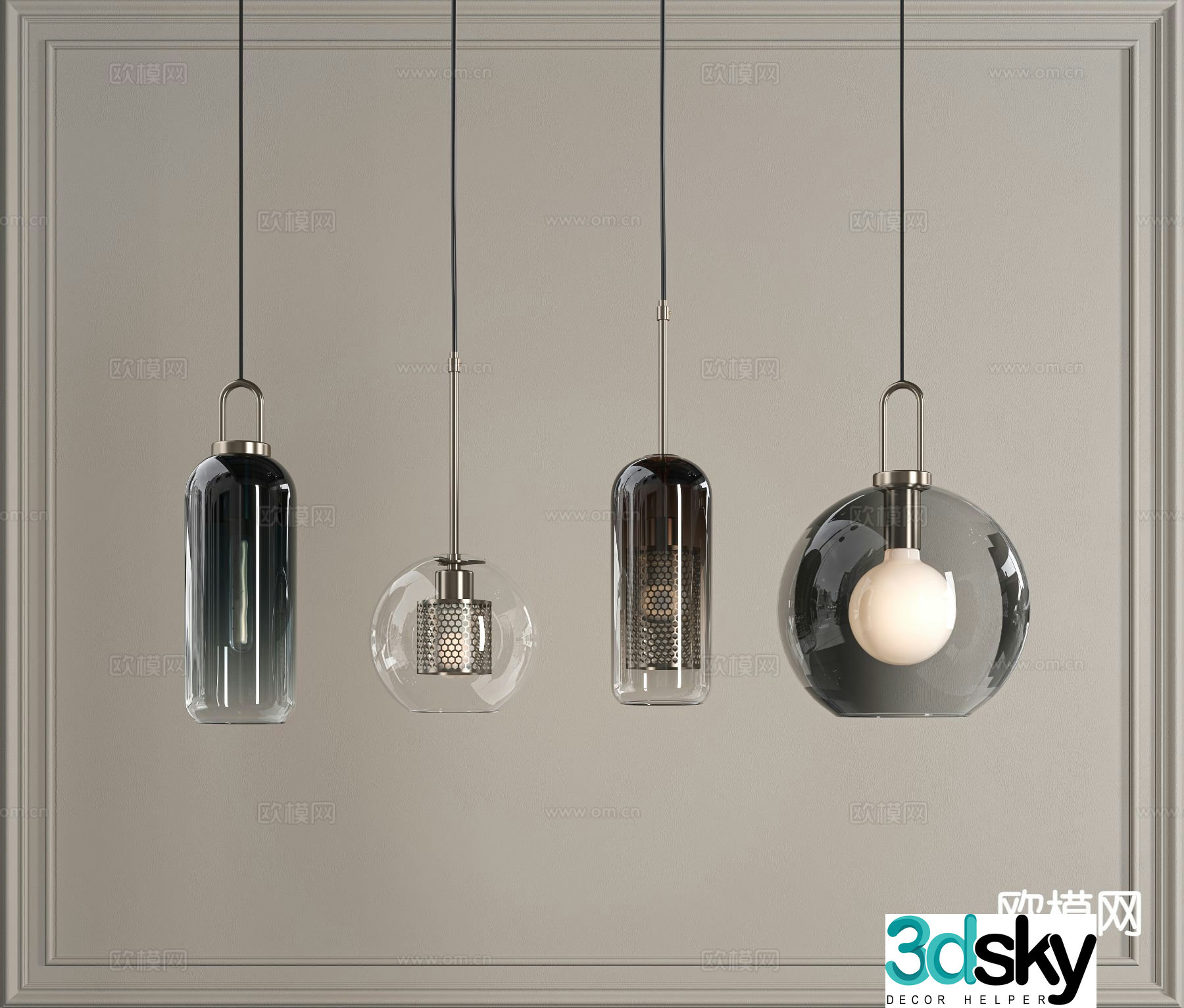 Modern glass chandelier 3d model