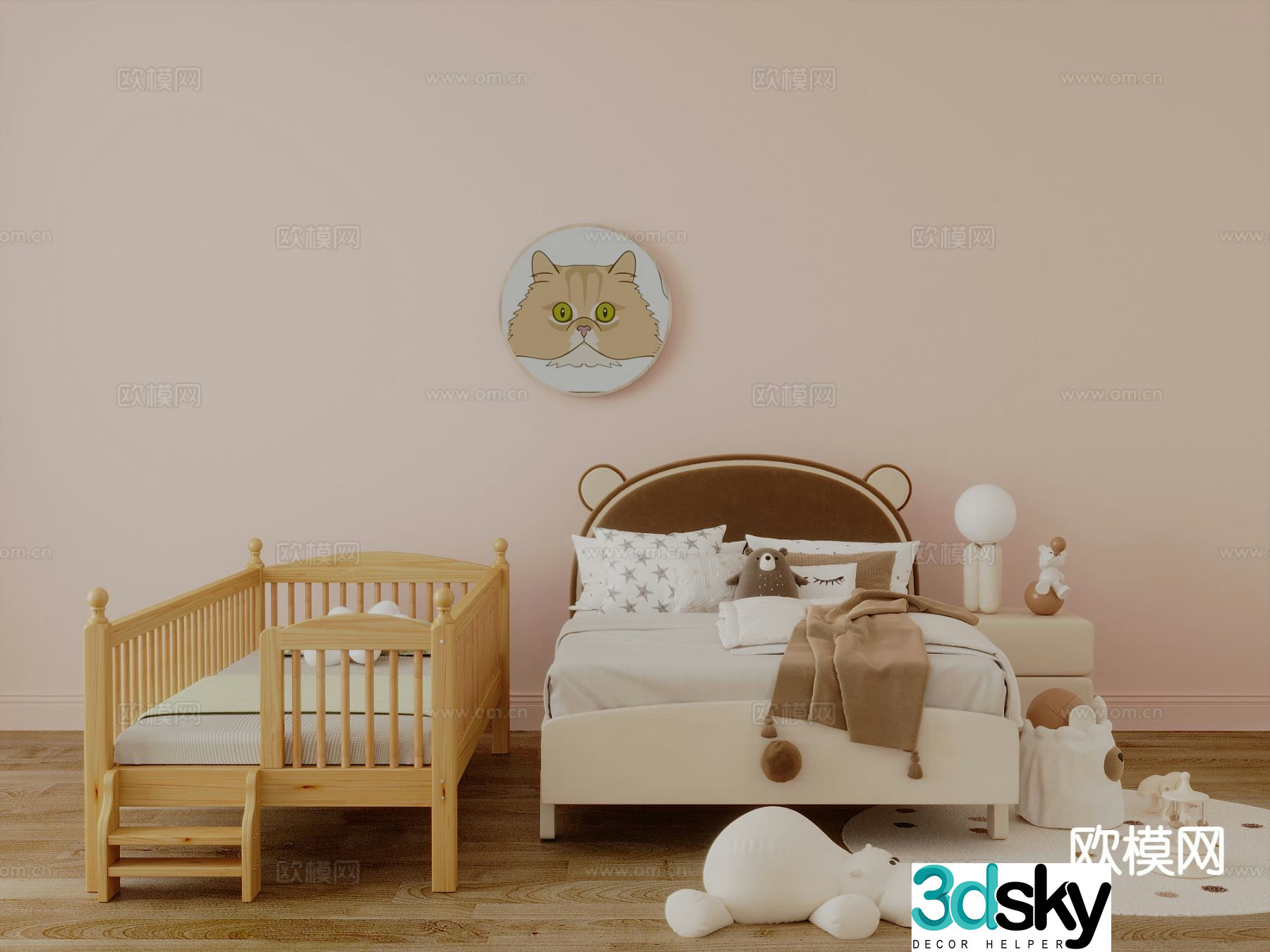 Modern children’s bed crib stroller 3d model