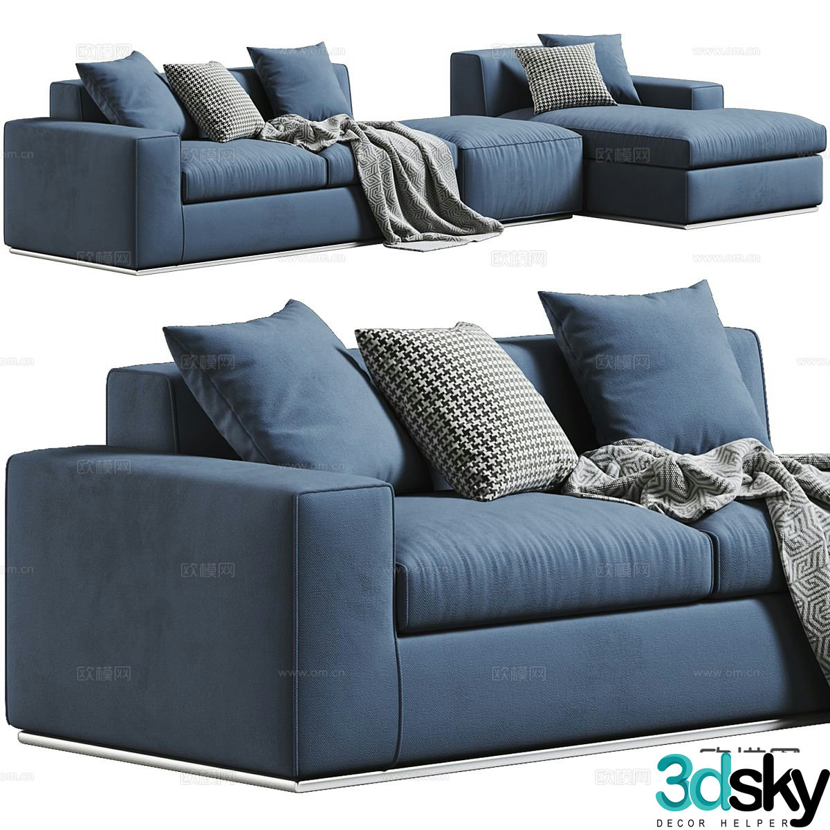 Corner sofa multi-person sofa 3d model