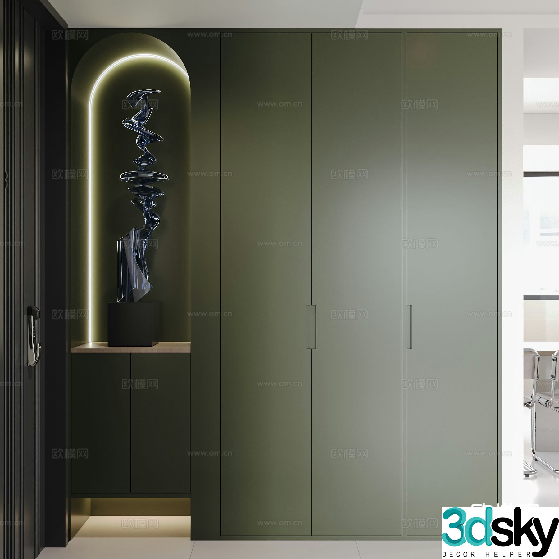 Italian style entrance cabinet custom cabinet 3d model
