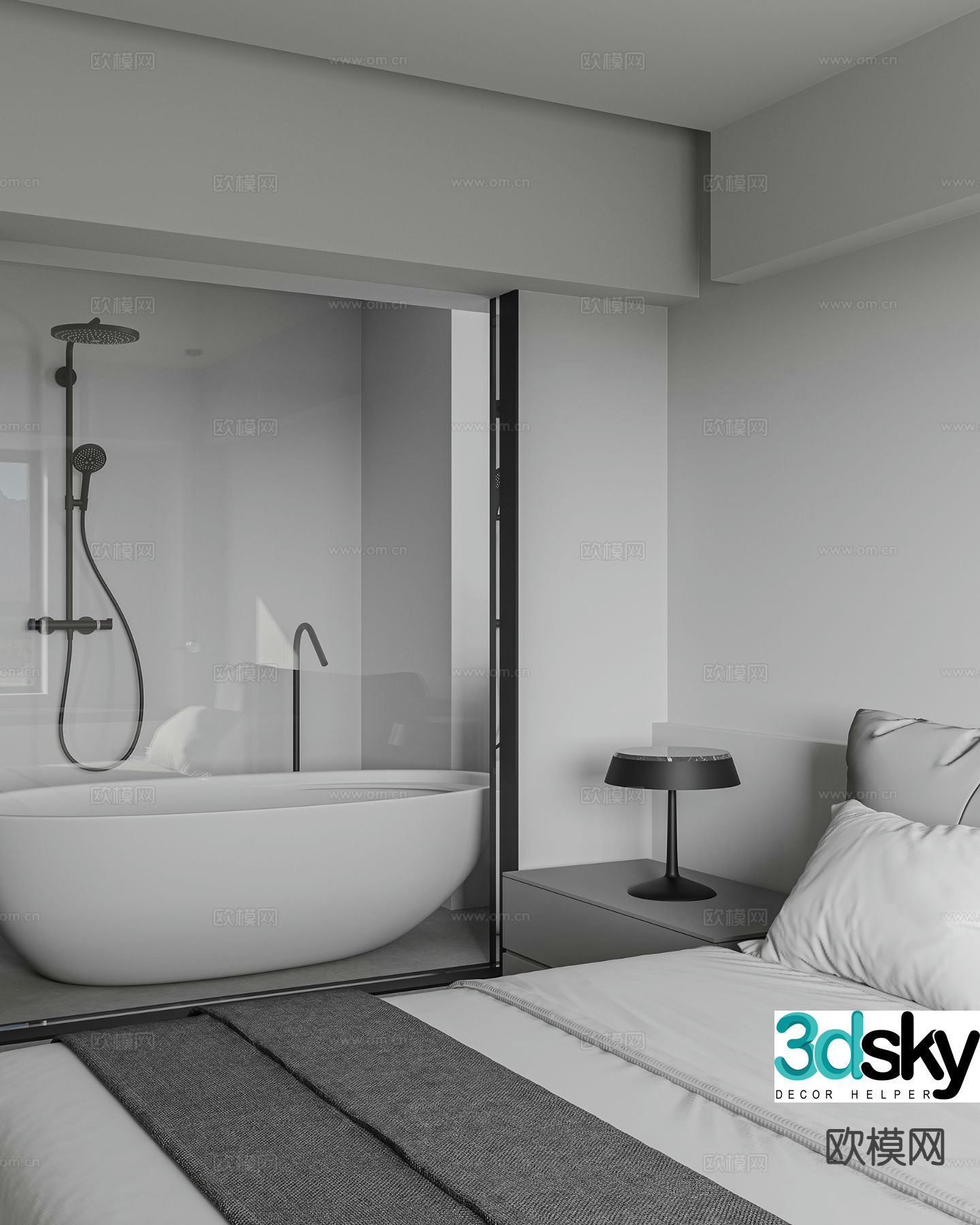 Modern master bathroom bathroom 3d model
