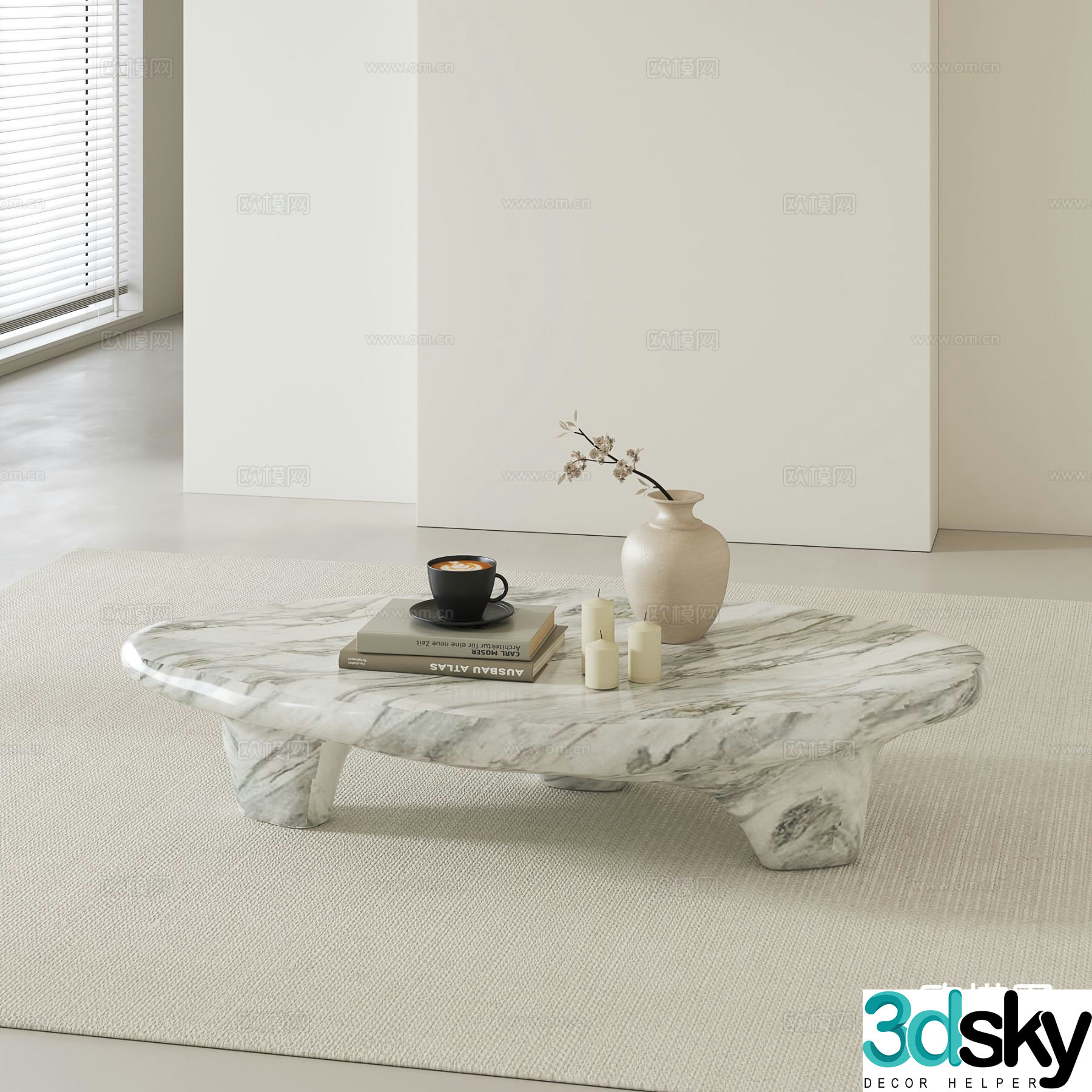 Modern marble coffee table 3d model