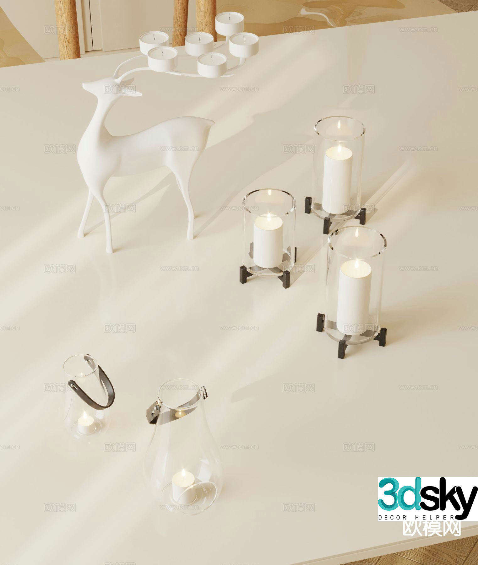 candle candlestick lamp glass candlestick 3d model