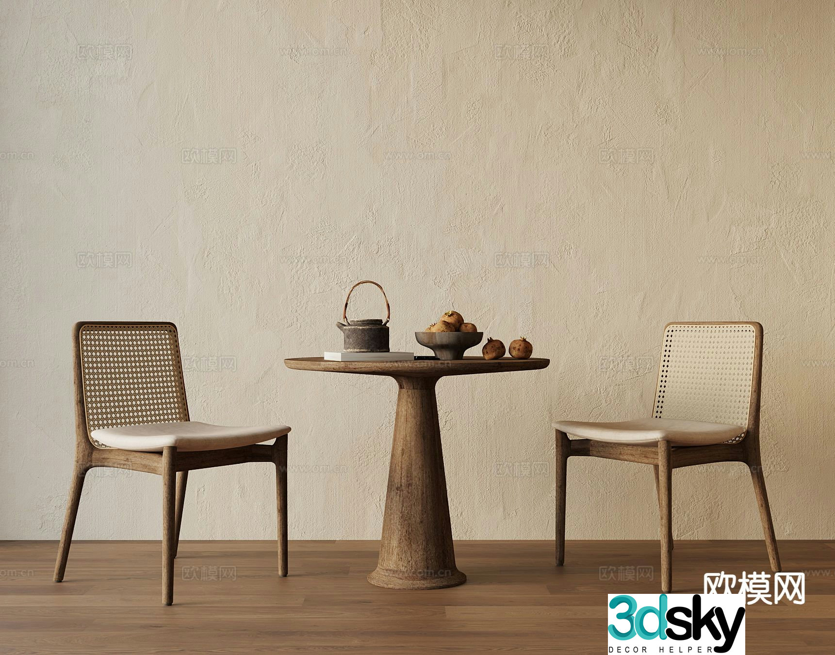 Wabi Sabi Leisure Table and Chair Negotiation Table and Chair 3D Model