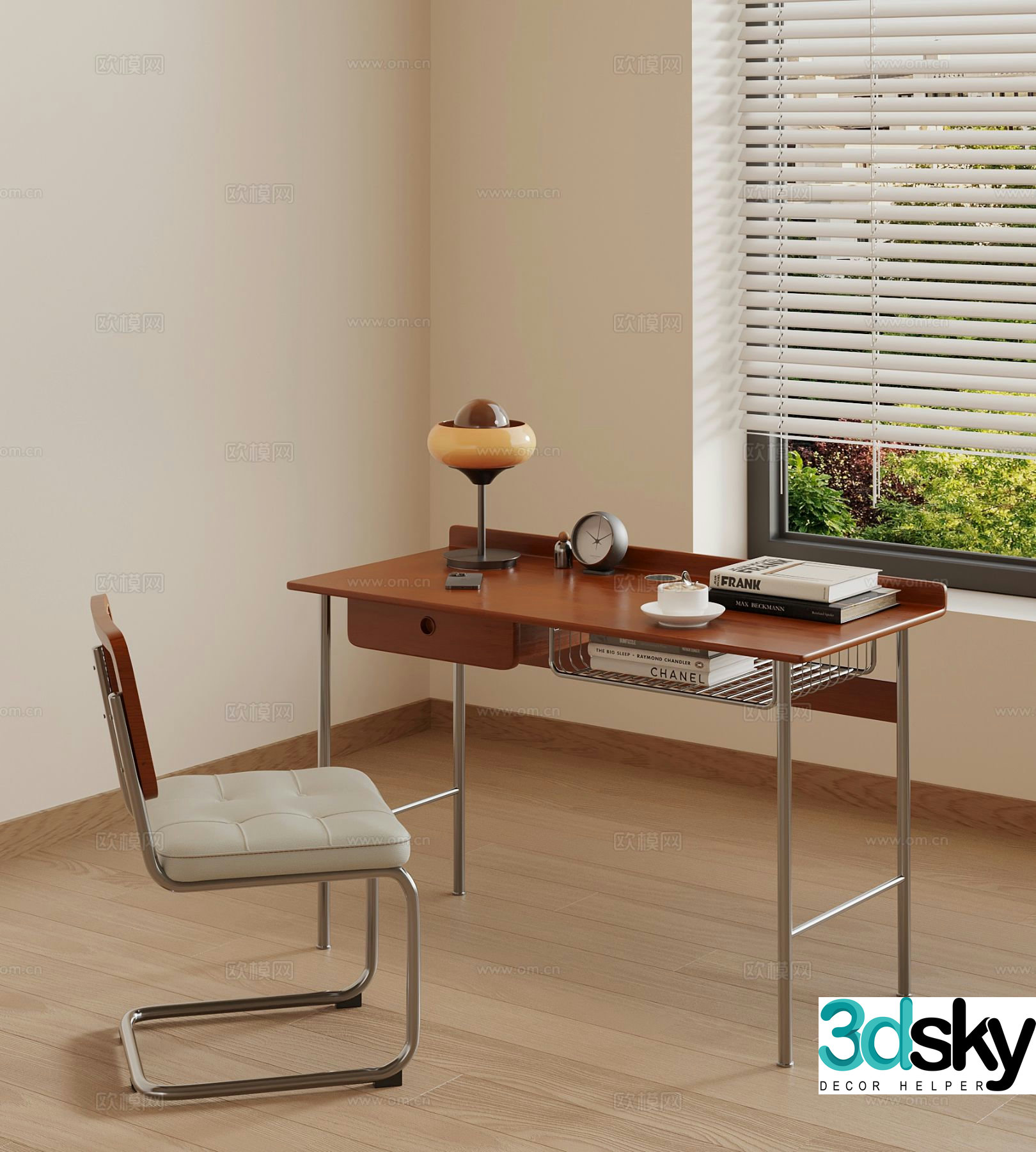 Medieval style desk and chair 3d model