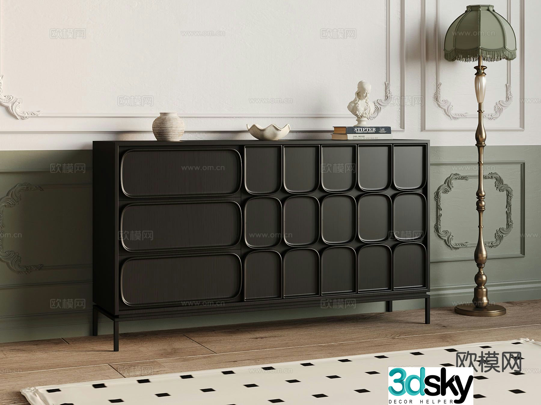 French retro entryway cabinet 3d model