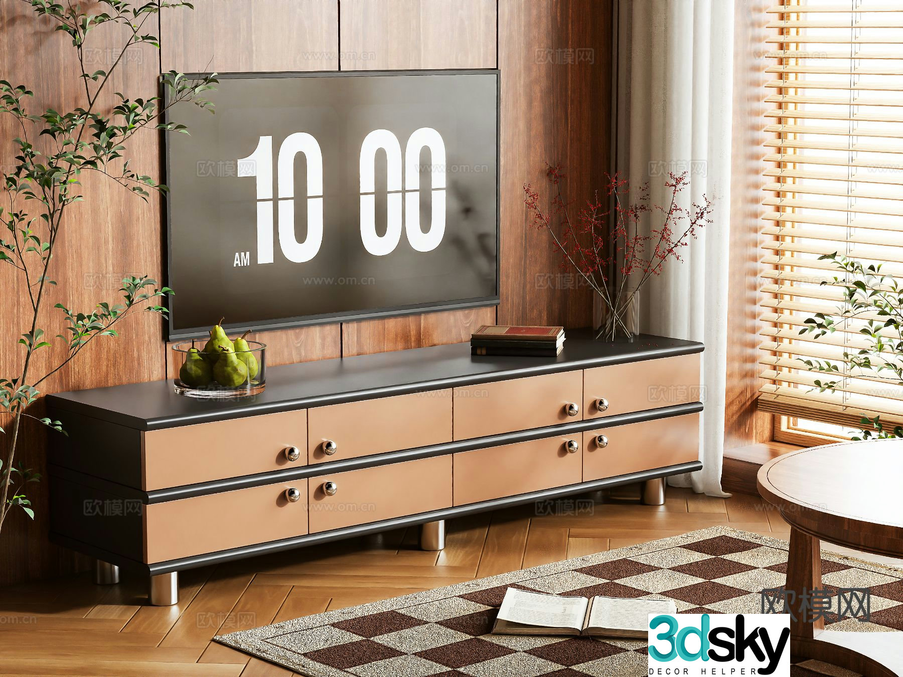 Medieval style TV cabinet 3D model
