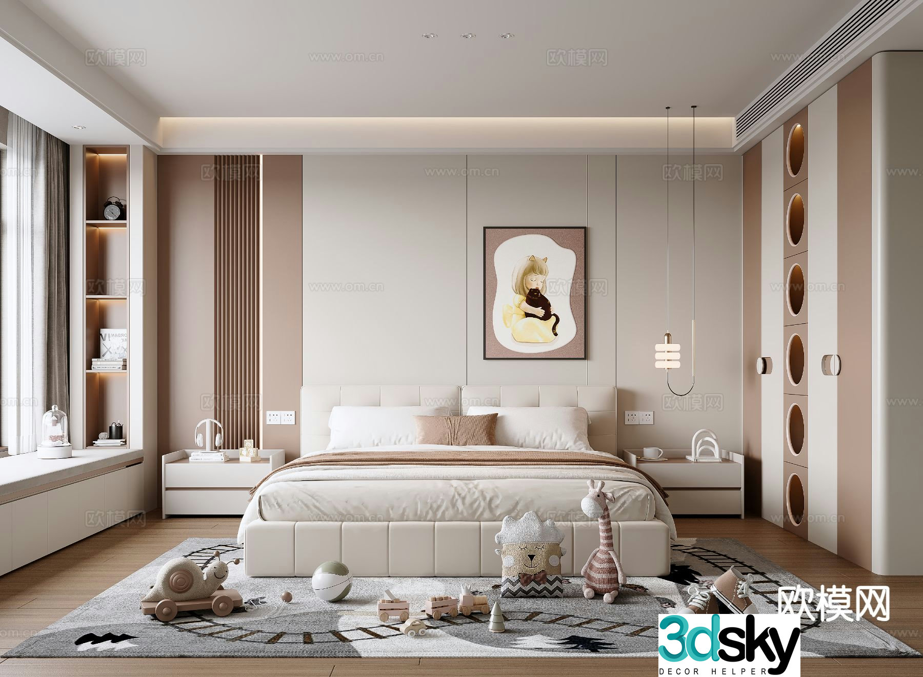 Modern children’s room girl’s room 3d model