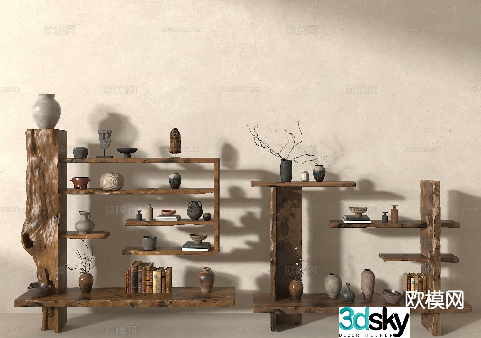 Medieval style storage rack display rack 3d model