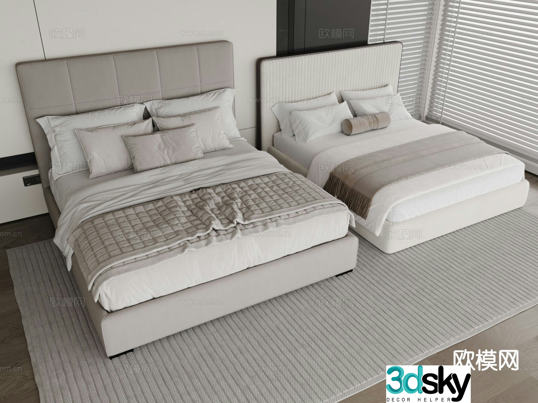Modern double bed 3d model